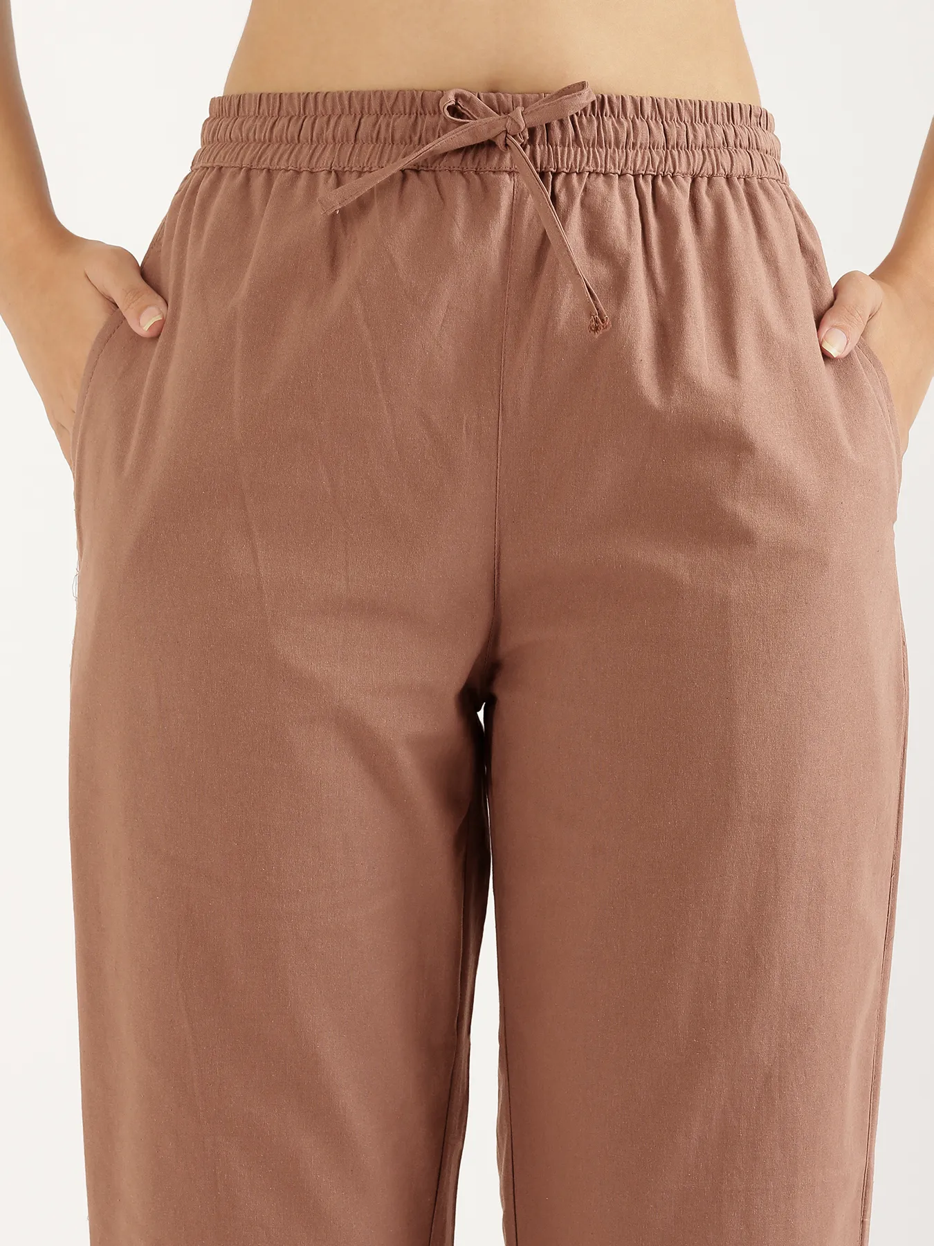 Women Mocha Mousse Cotton Straight Pant - Image 6