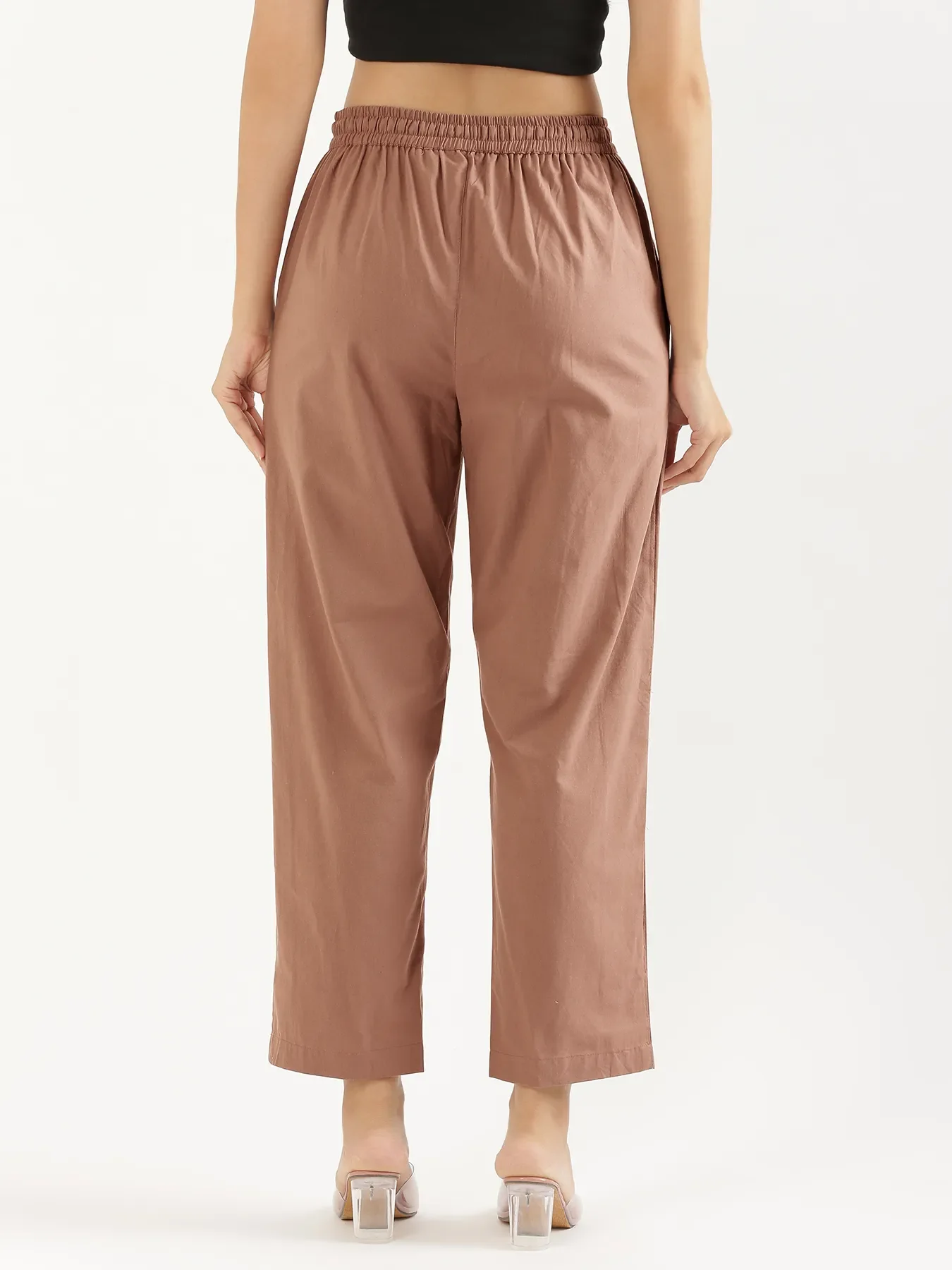 Women Mocha Mousse Cotton Straight Pant - Image 9