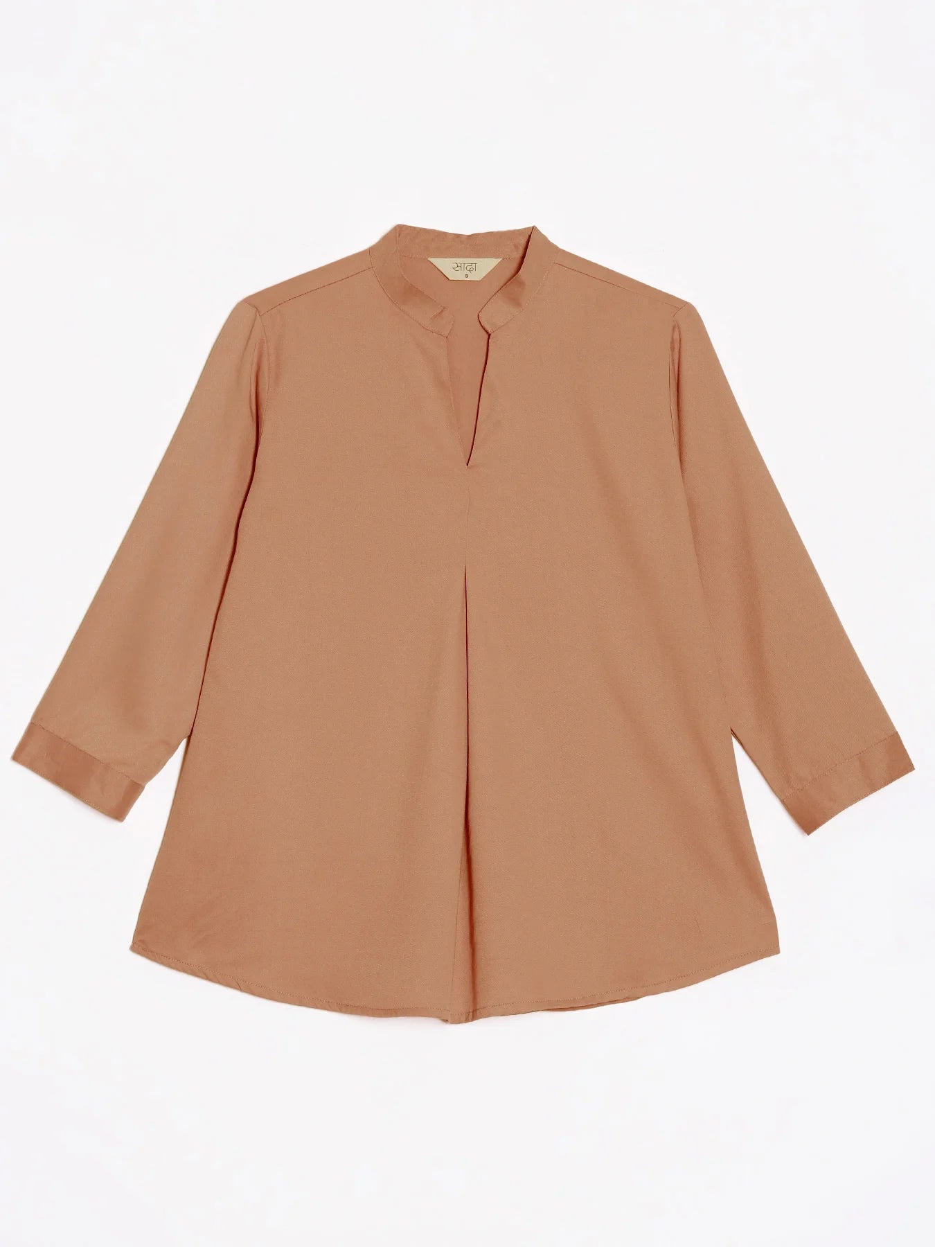 Women Mocha Mousse Viscose Pleated Top - Image 11