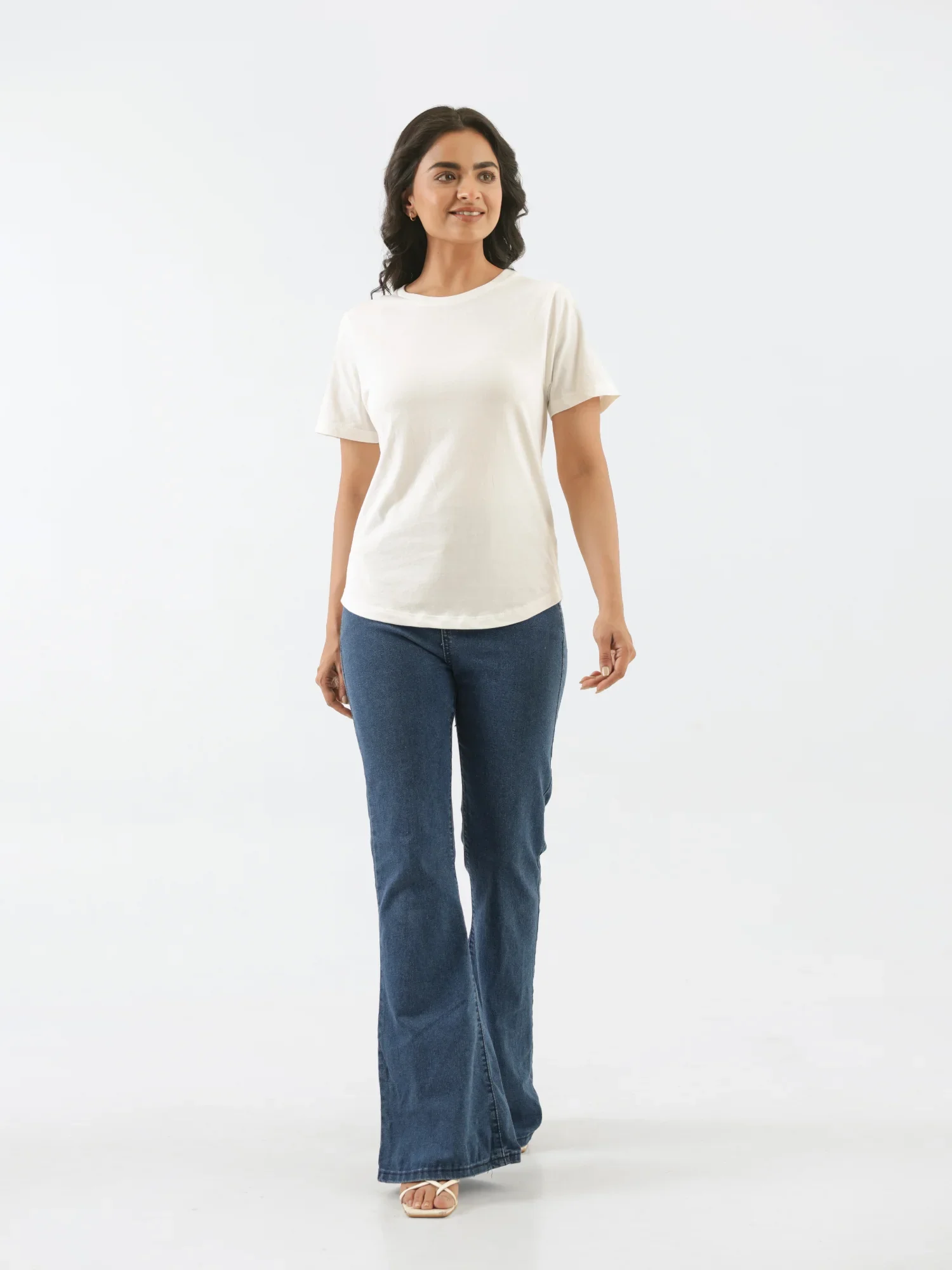 Women Off White Round Neck T-shirt - Image 3