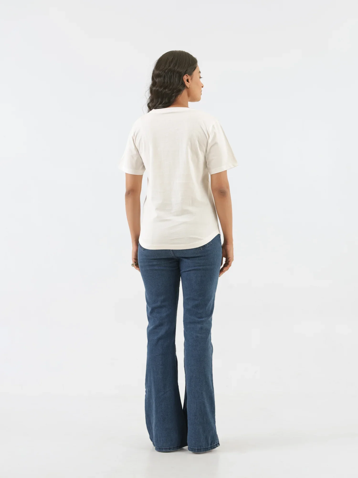 Women Off White V-neck T-shirt - Image 6