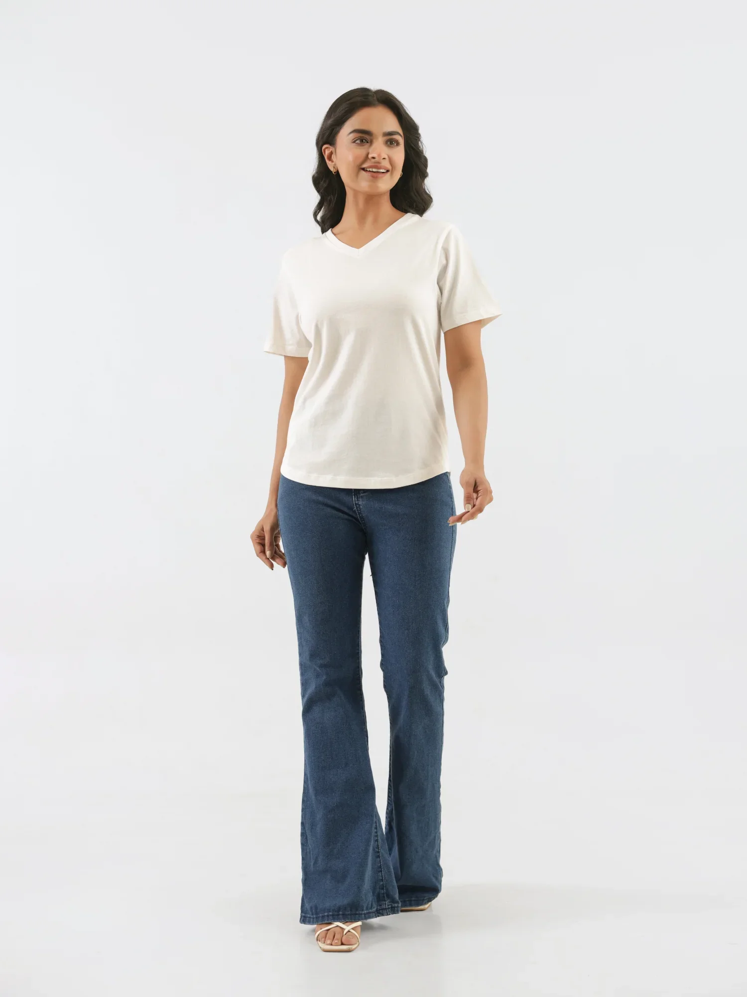 Women Off White V-neck T-shirt - Image 7
