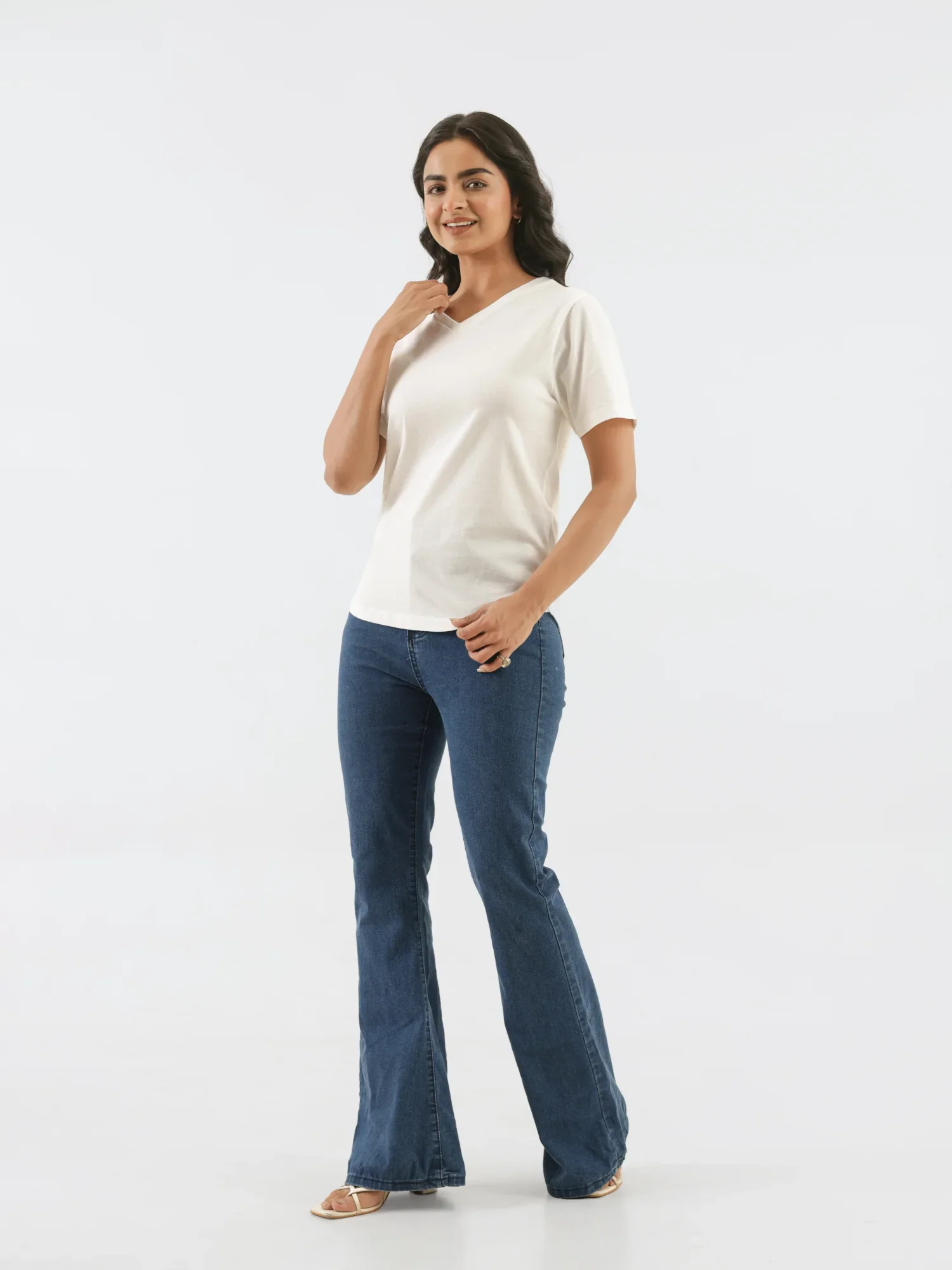 Women Off White V-neck T-shirt - Image 9