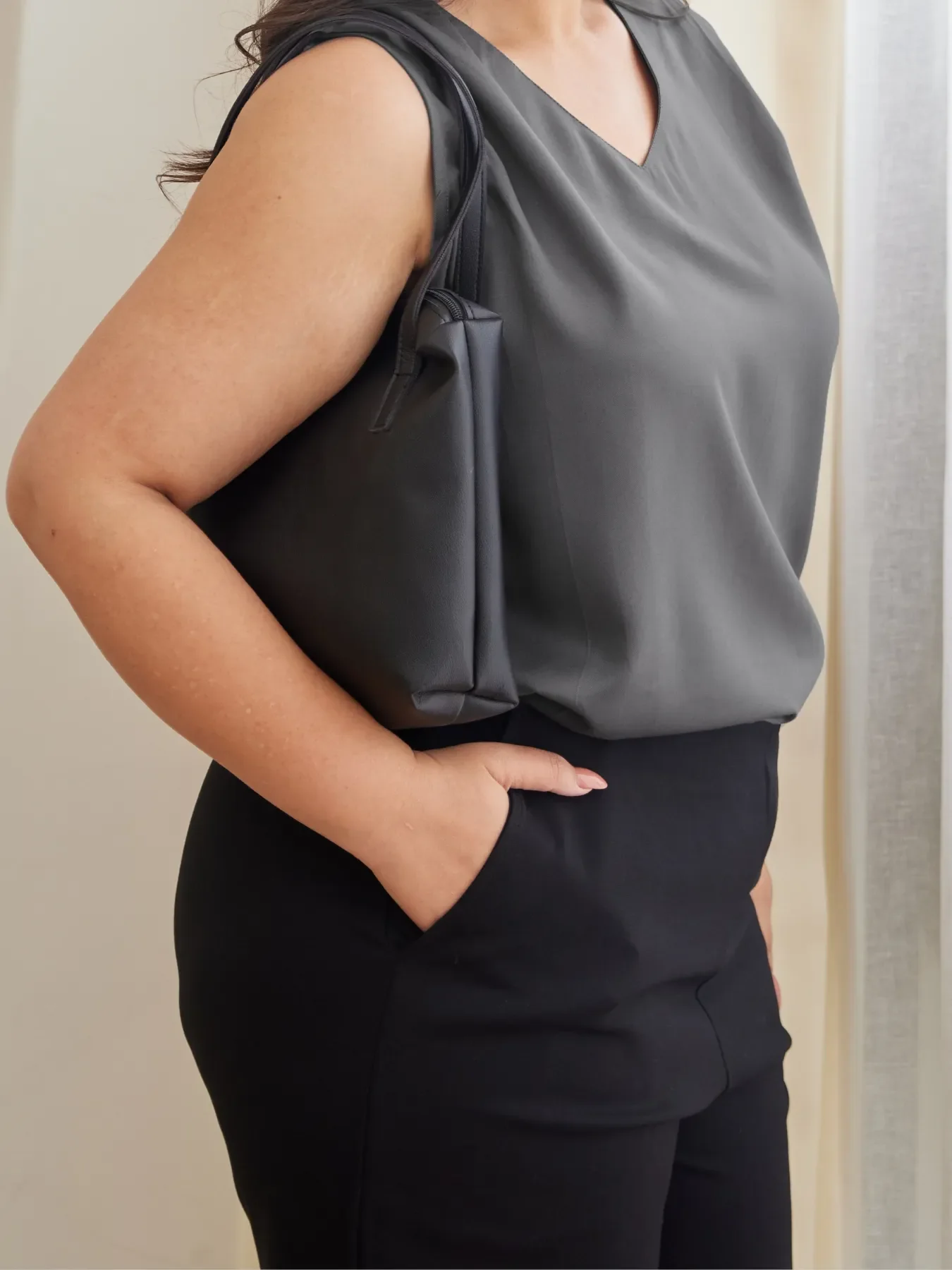 Women Plus Size Black Wide Leg Pants - Image 6