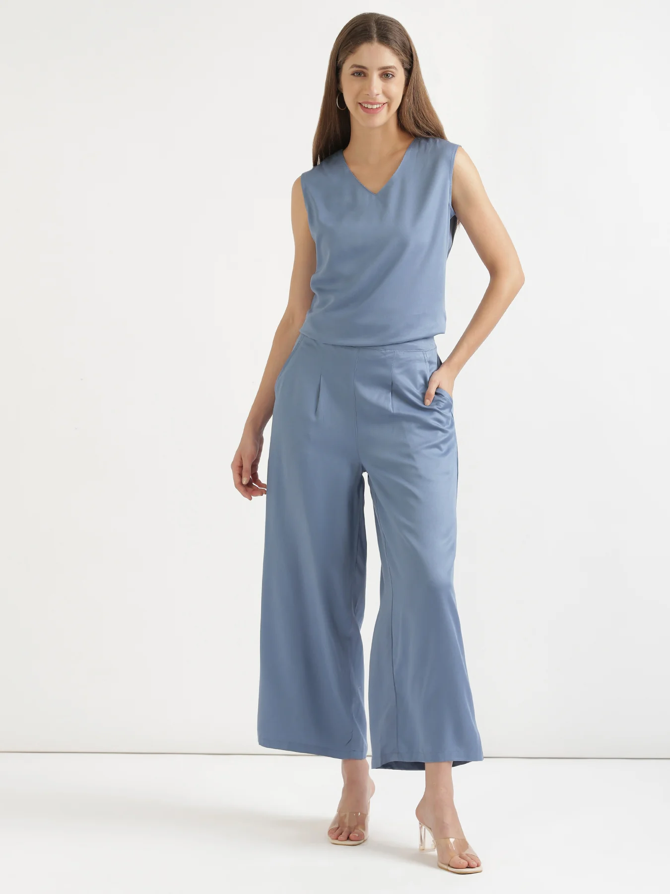 Women Plus Size English Blue Viscose Palazzo Pant - Image 12