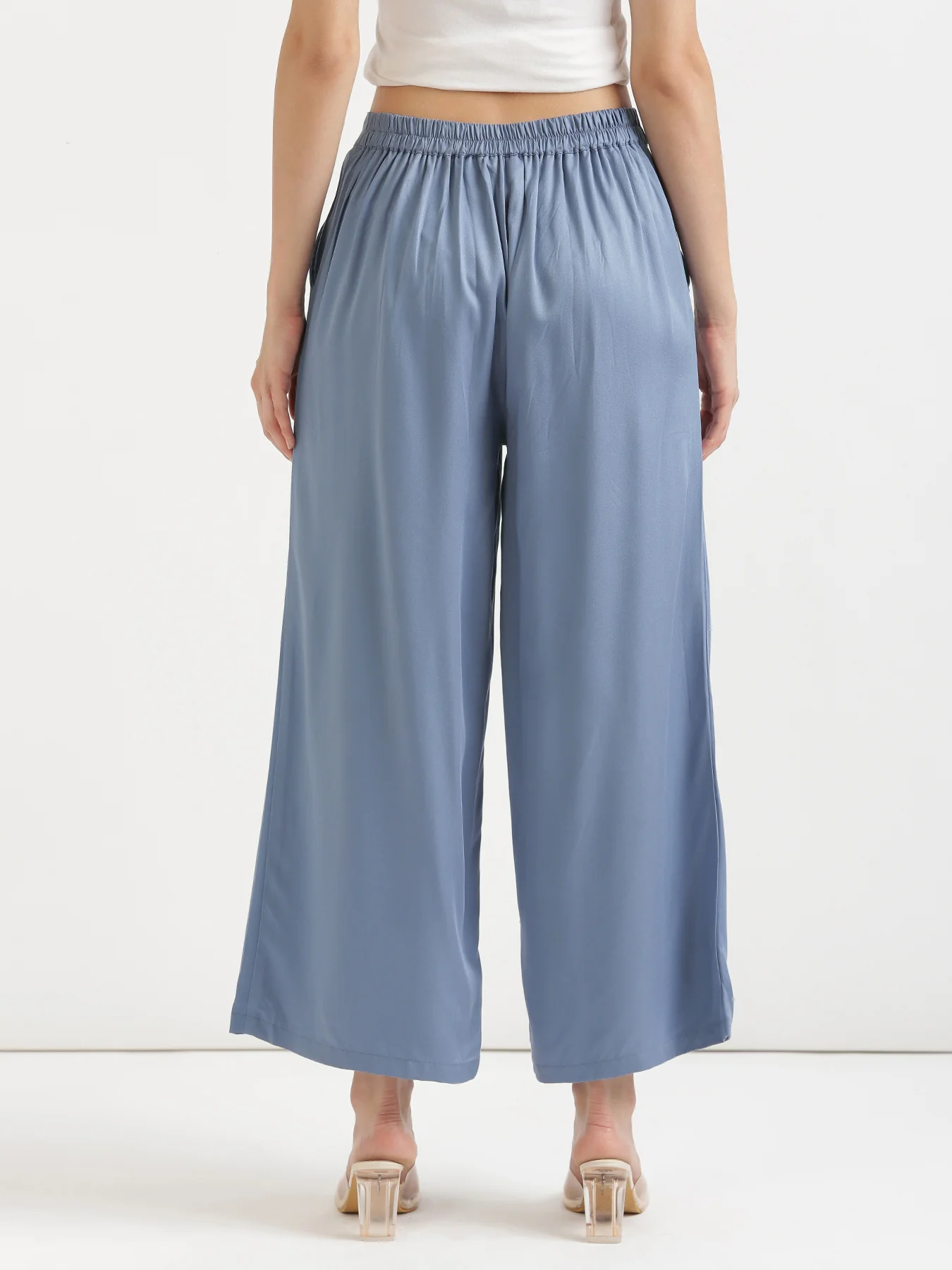 Women Plus Size English Blue Viscose Palazzo Pant - Image 13