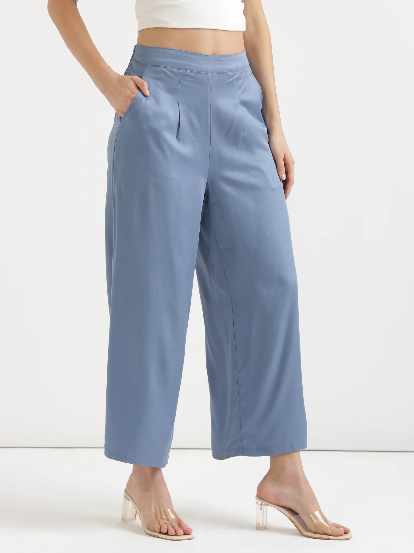 Women Plus Size English Blue Viscose Palazzo Pant - Image 14