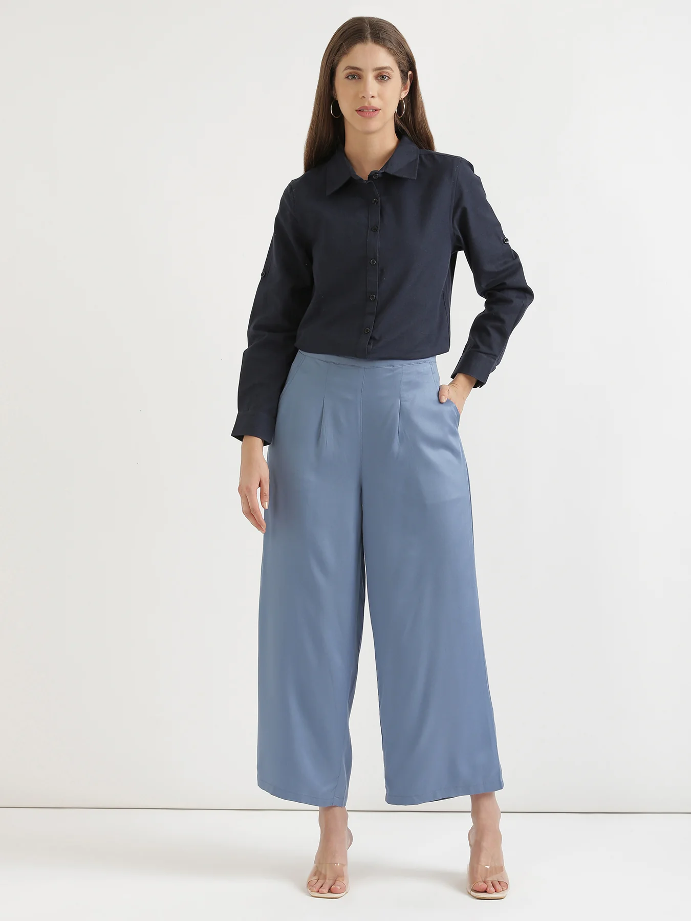 Women Plus Size English Blue Viscose Palazzo Pant - Image 5