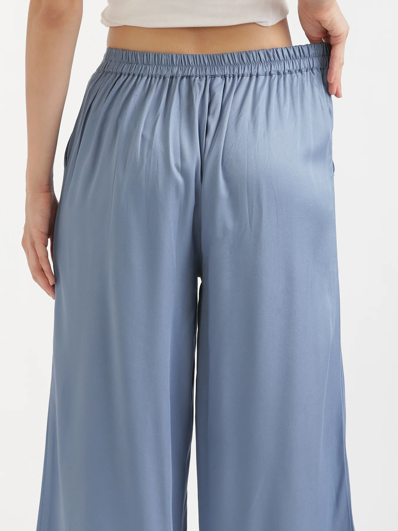 Women Plus Size English Blue Viscose Palazzo Pant - Image 7