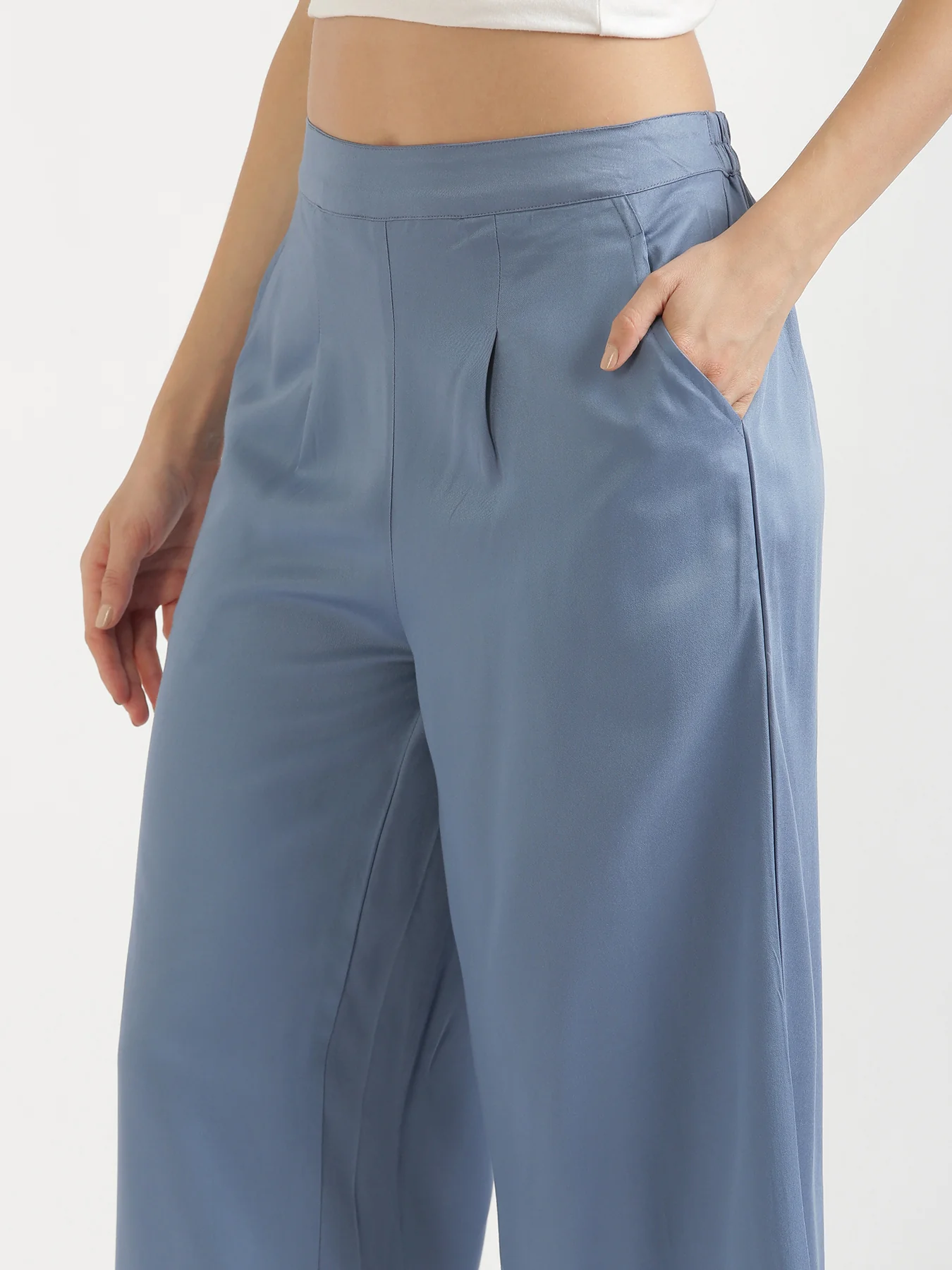 Women Plus Size English Blue Viscose Palazzo Pant - Image 9