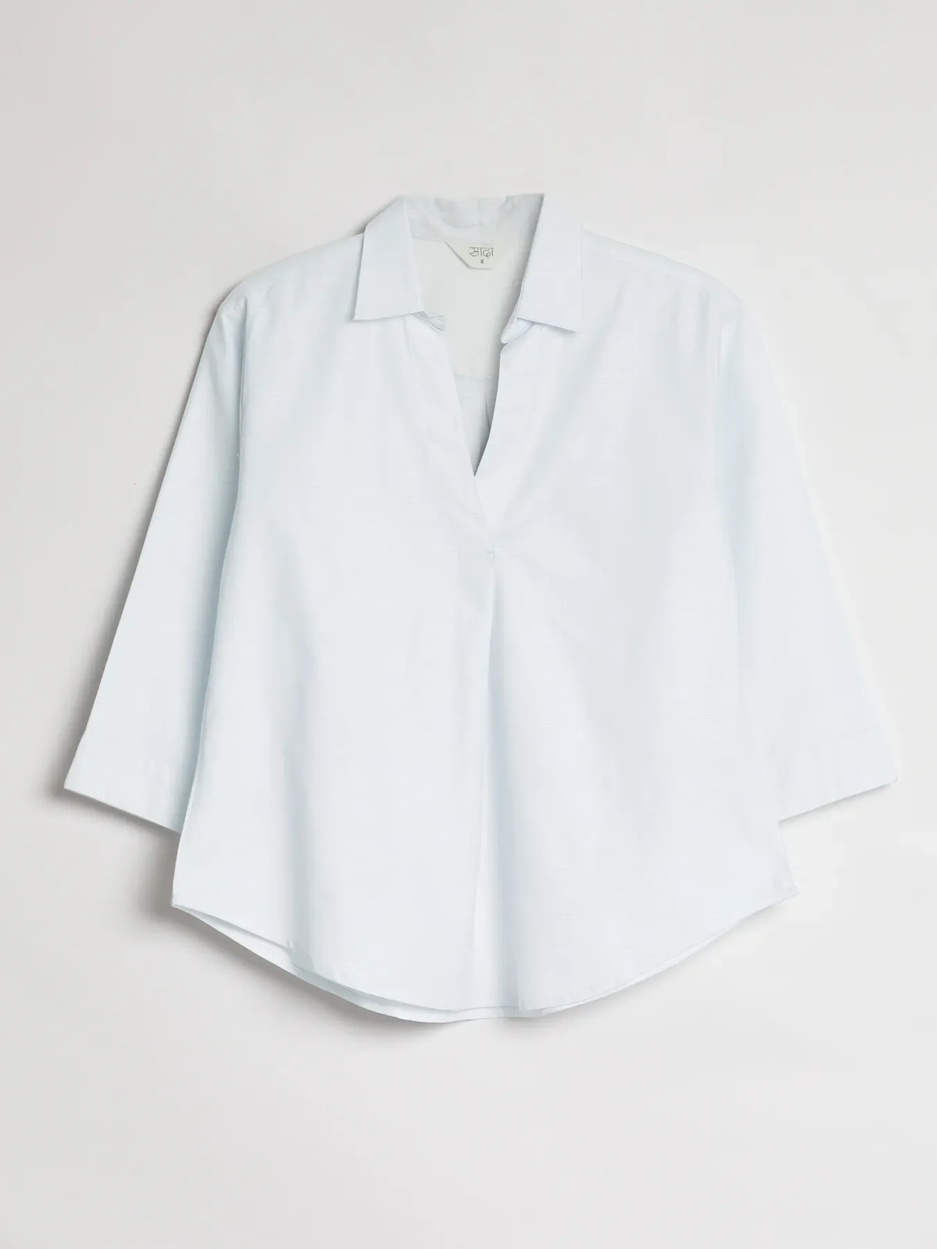Women Powder Blue Linen Blend Pleated Top & Ecru Airy Linen Wide Leg Pants Pant Set - Image 16