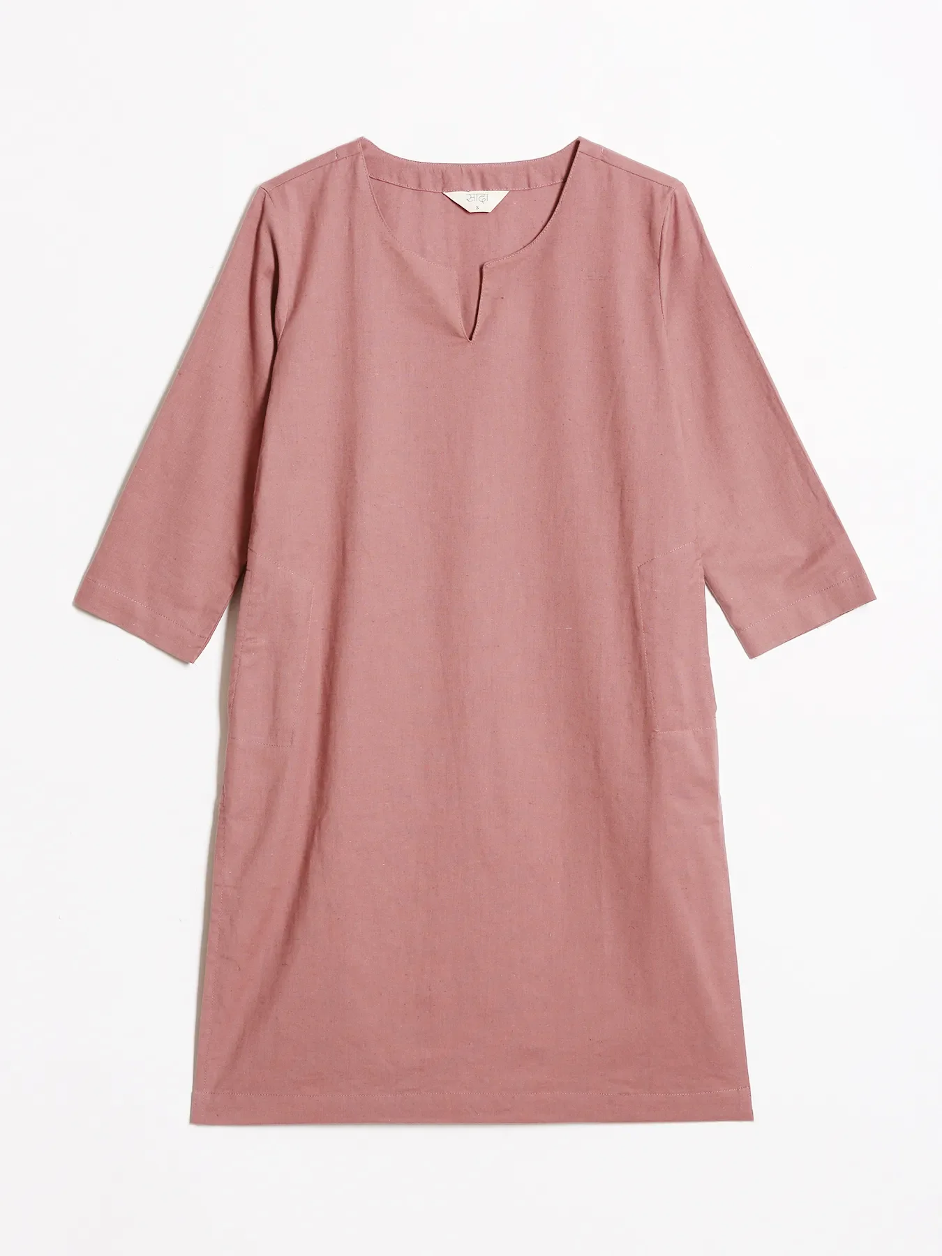 Women Rose Taupe Airy Linen Mid Thigh Length Kurta - Image 12