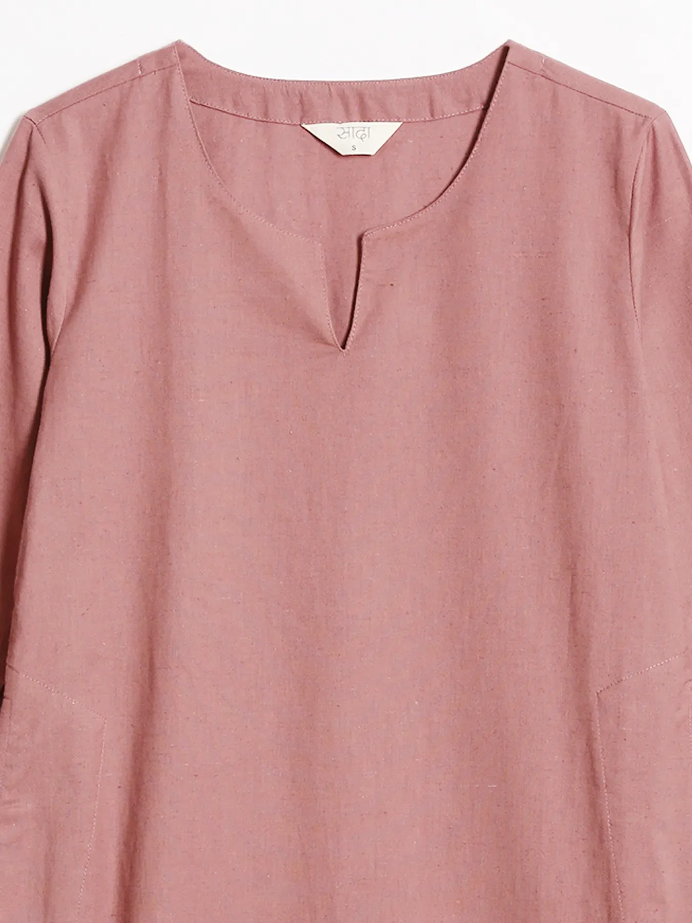 Women Rose Taupe Airy Linen Mid Thigh Length Kurta - Image 13