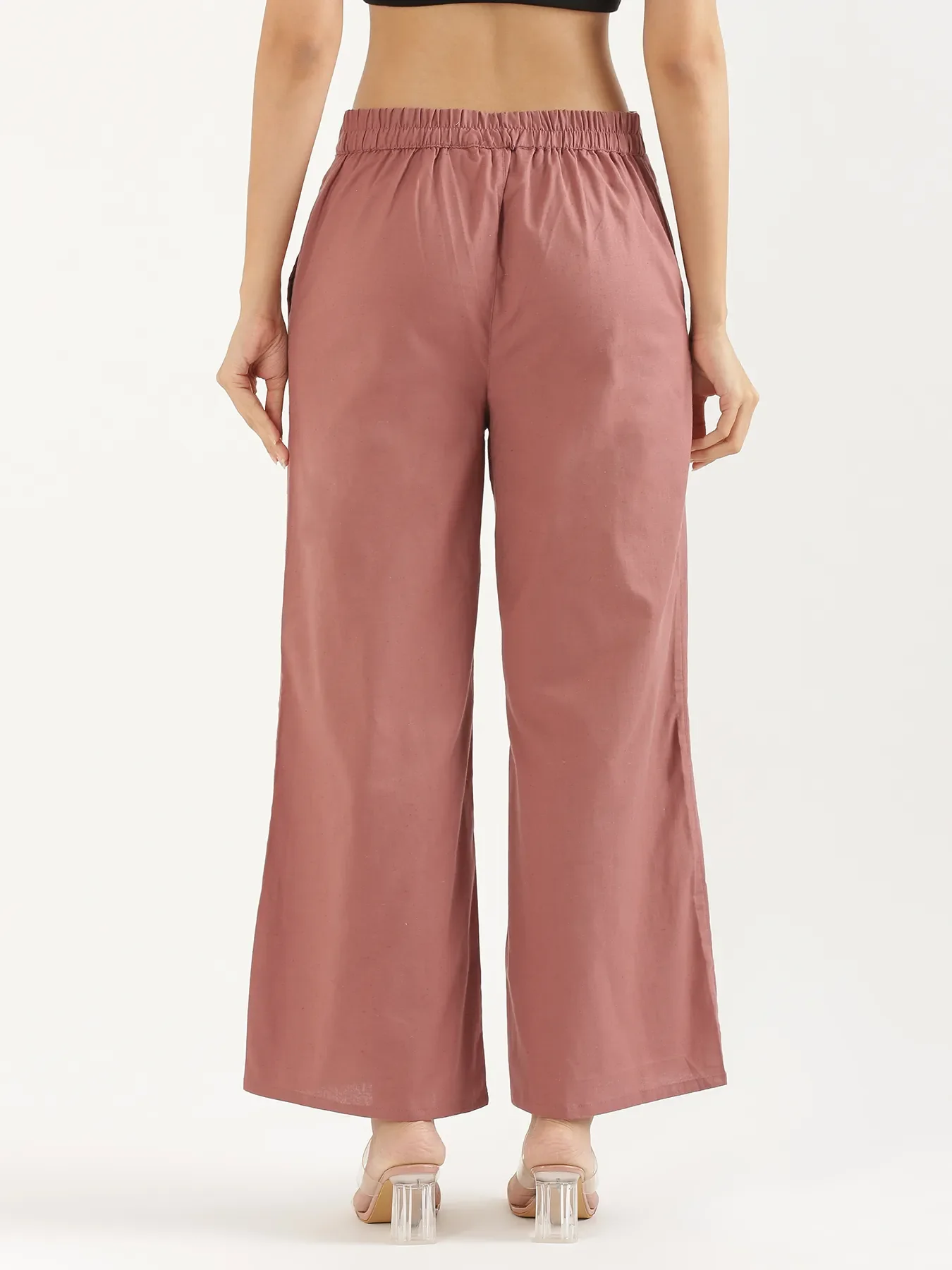 Women Rose Taupe Airy Linen Wide Leg Pant - Image 7