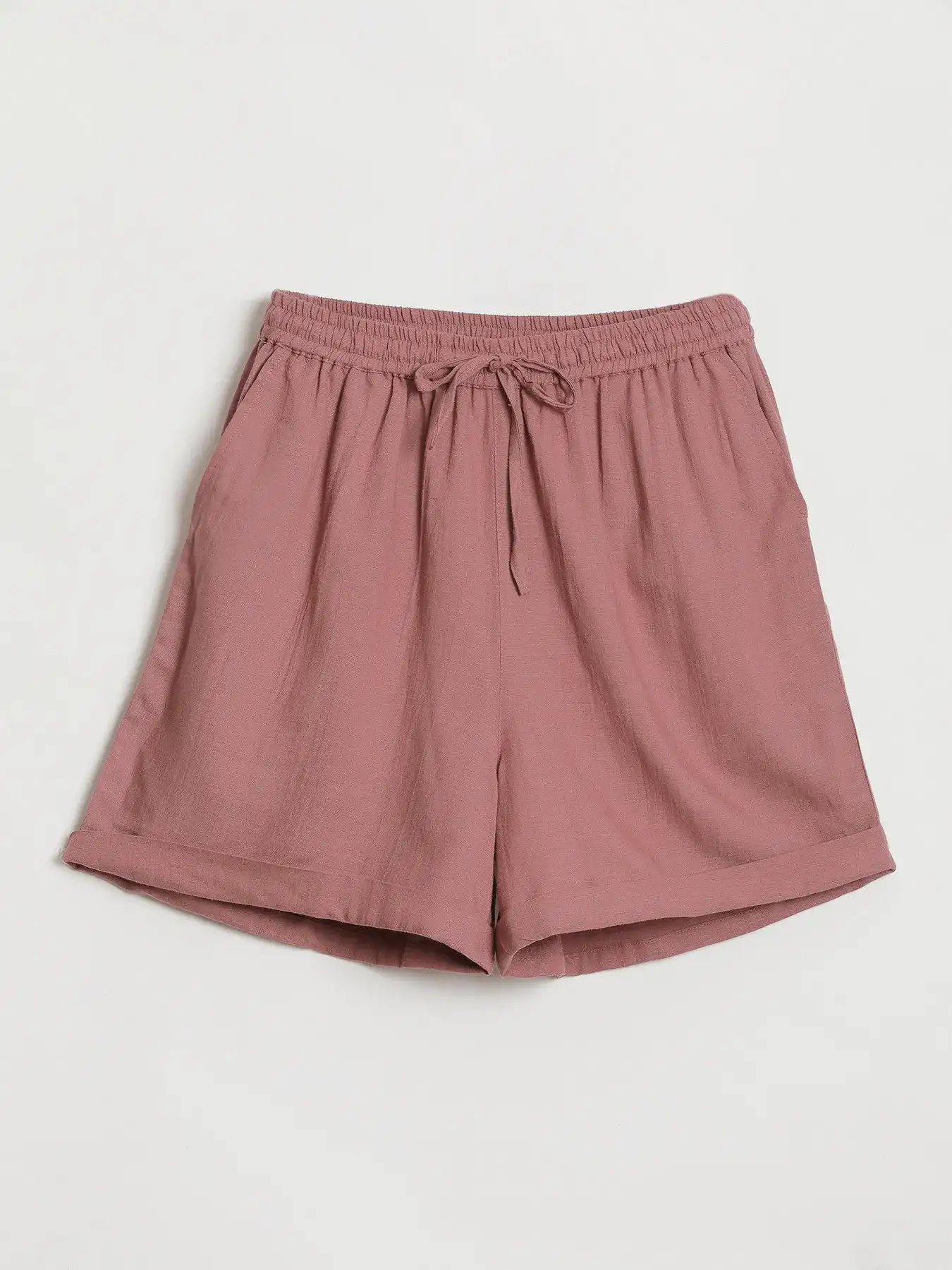 Women Rose Taupe Flowy Linen Short Set - Image 6