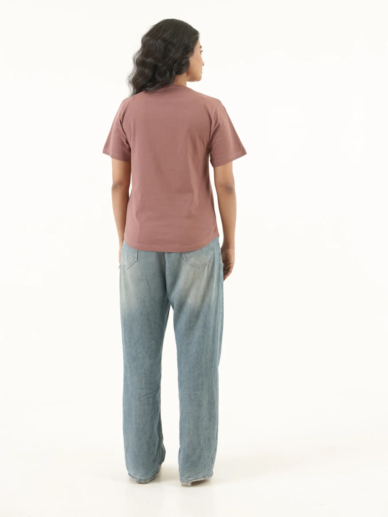Women Rose Taupe Round Neck T-shirt - Image 6