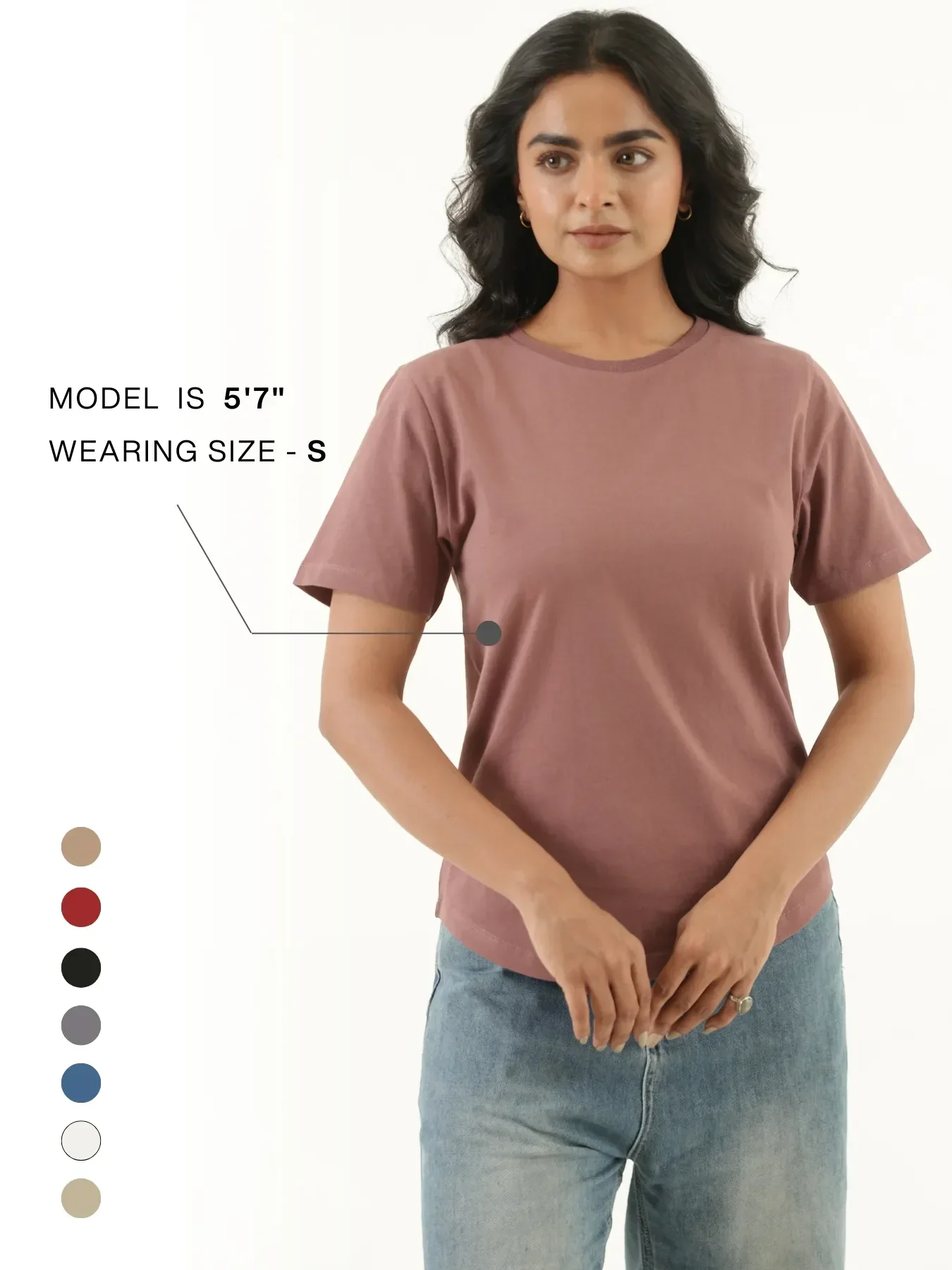 Women Rose Taupe Round Neck T-shirt - Image 9
