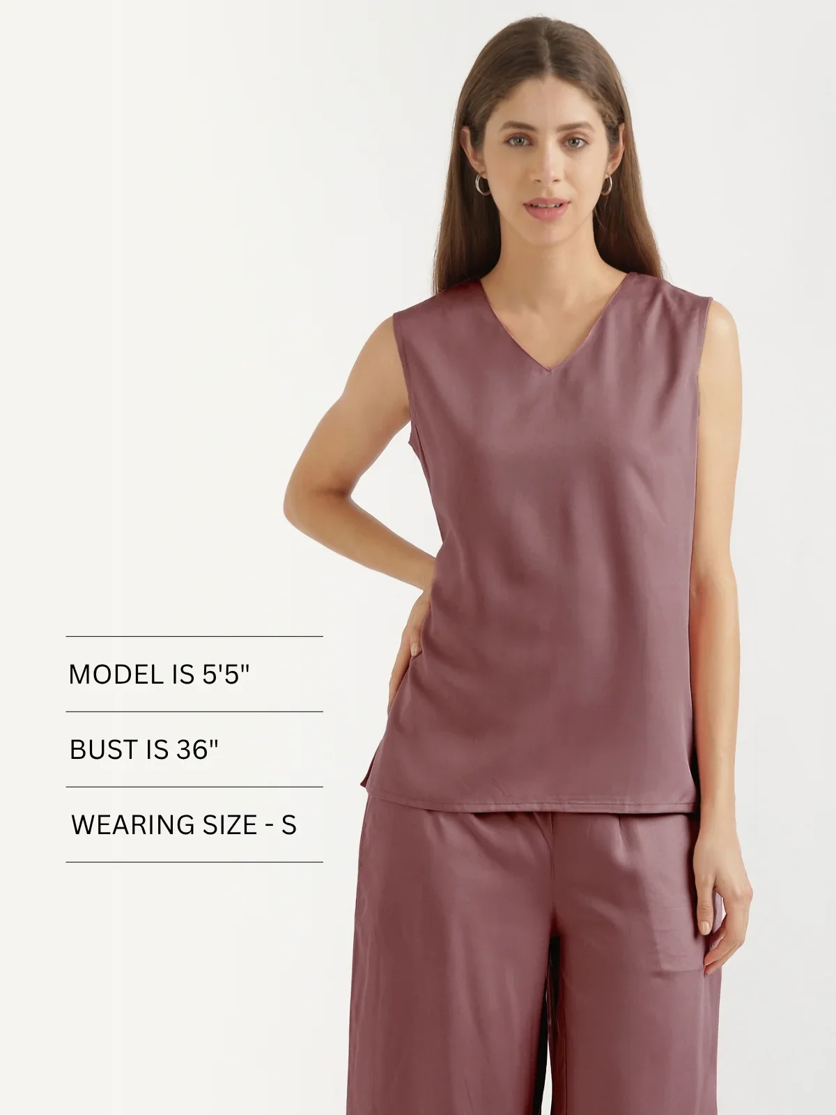Women Rose Taupe V-Neck Sleeveless Top - Image 12