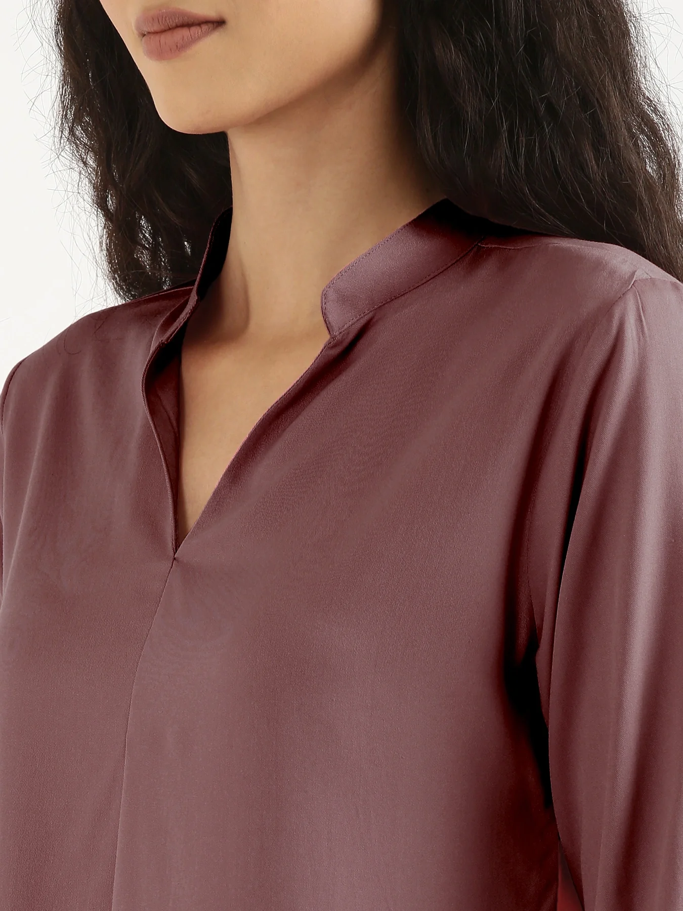 Women Rose Taupe Viscose Pleated Top - Image 6