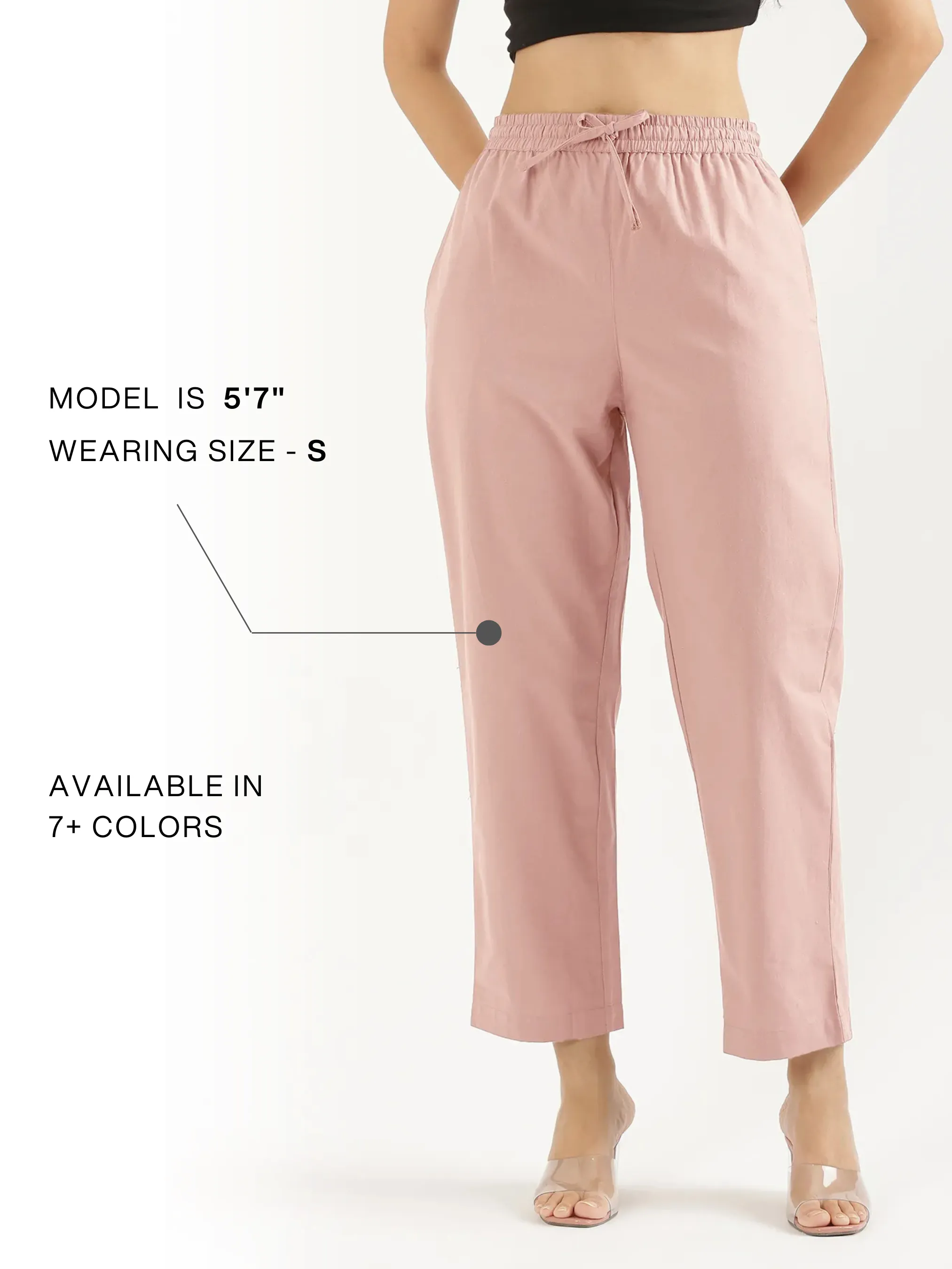 Women Salmon Pink Cotton Straight Pant - Image 11