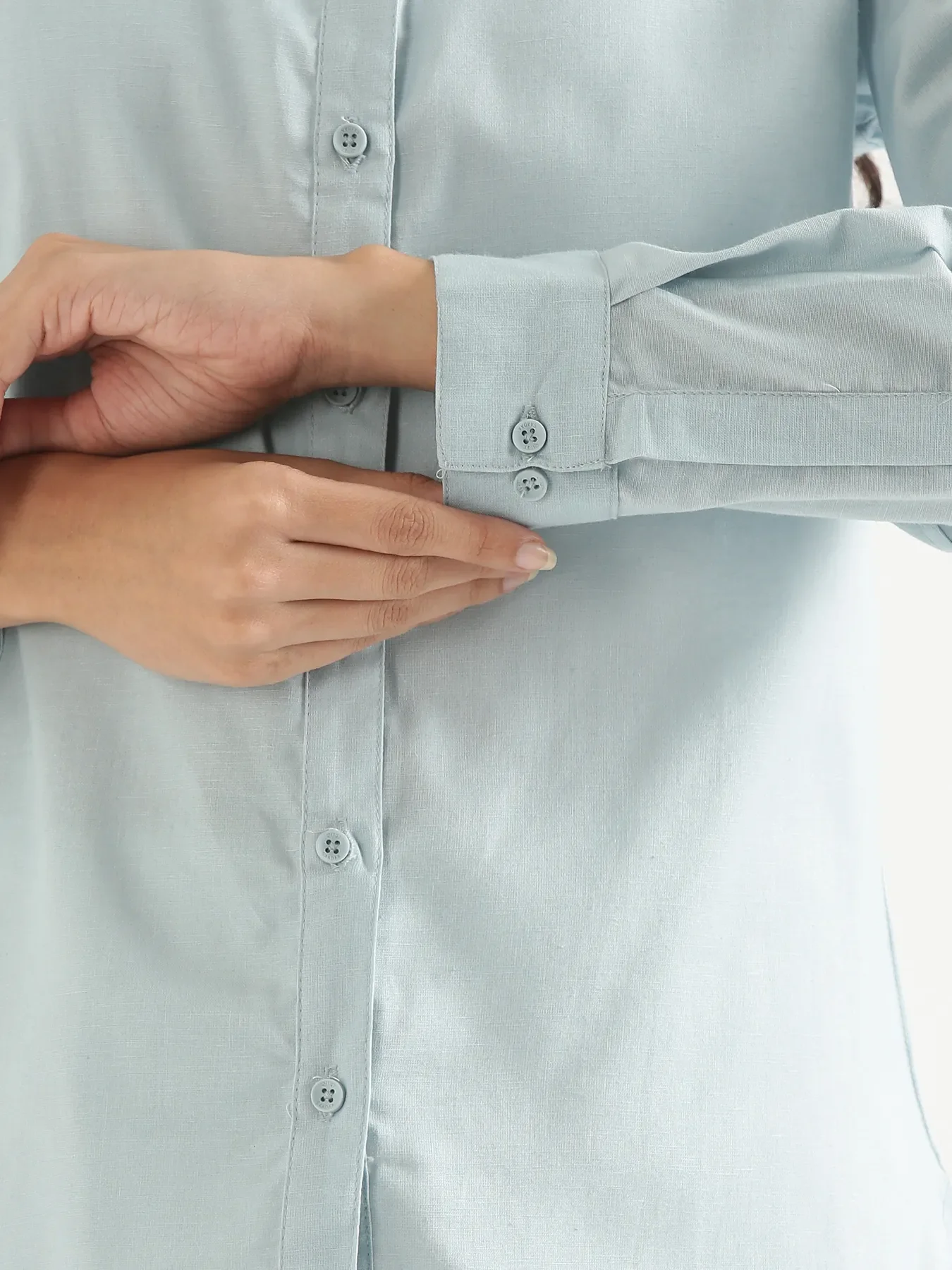 Women Sky Blue Airy-Linen Shirt - Image 11