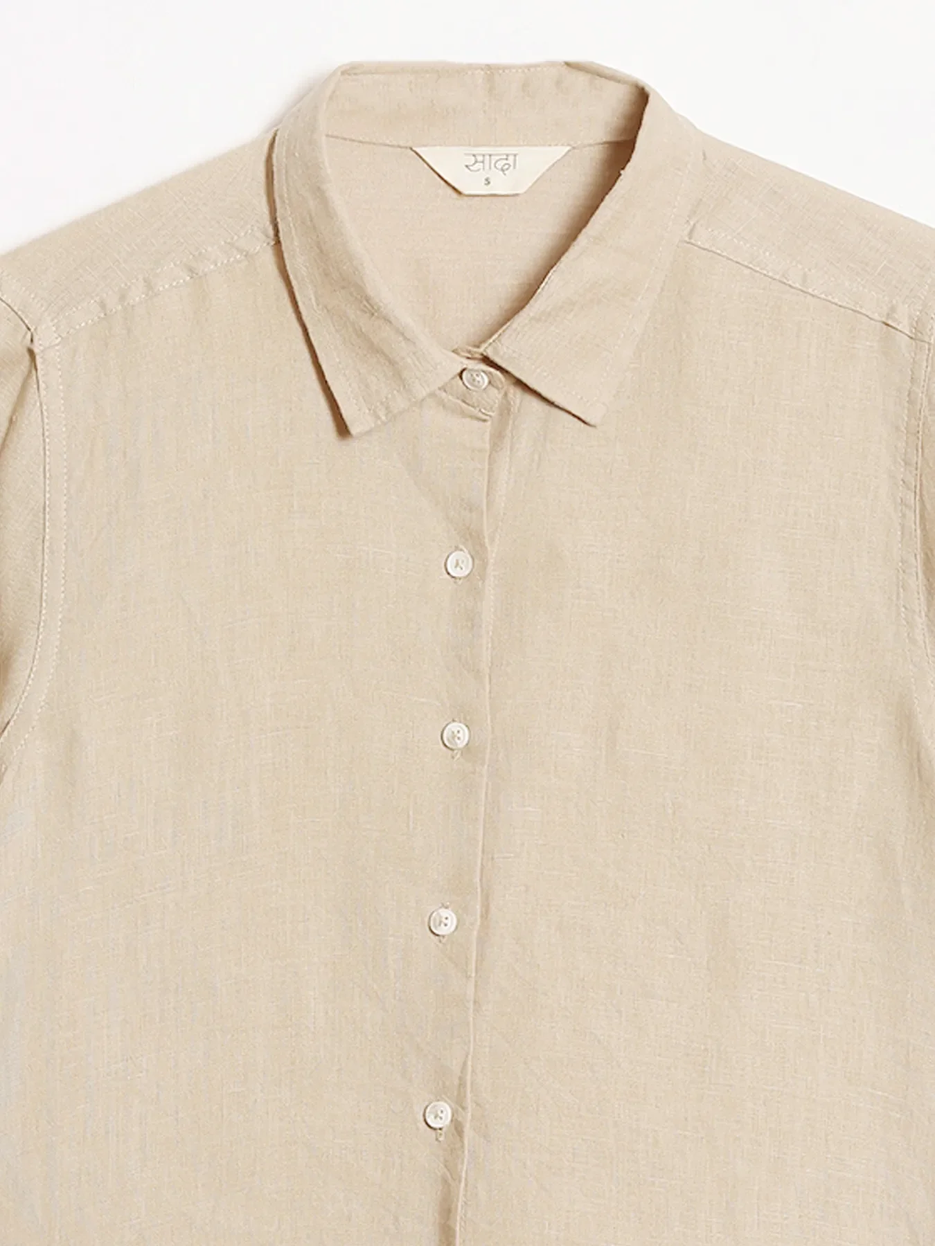 Women Taupe Pure Linen Shirt - Image 16