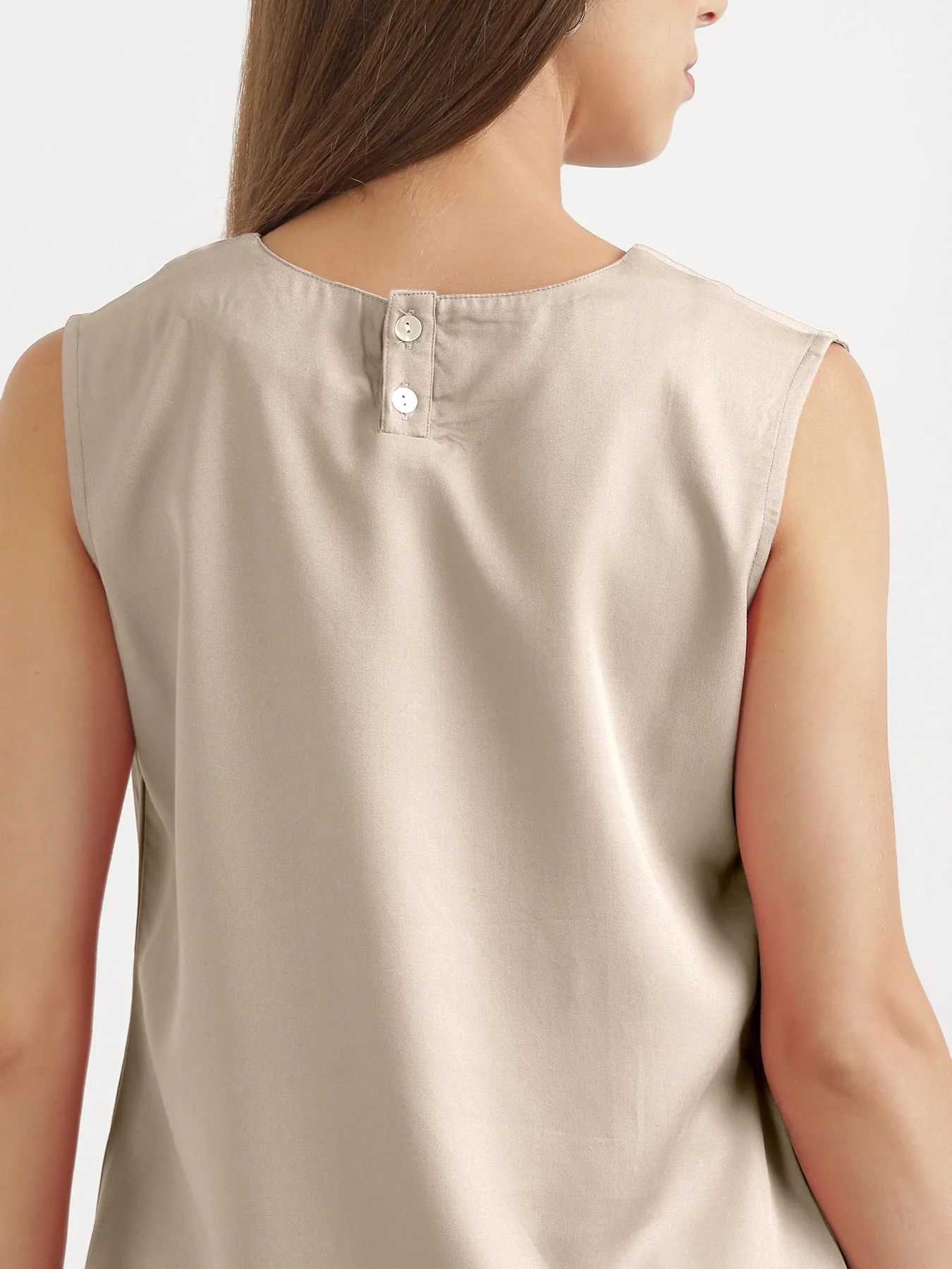Women Taupe V-Neck Sleeveless Top - Image 9