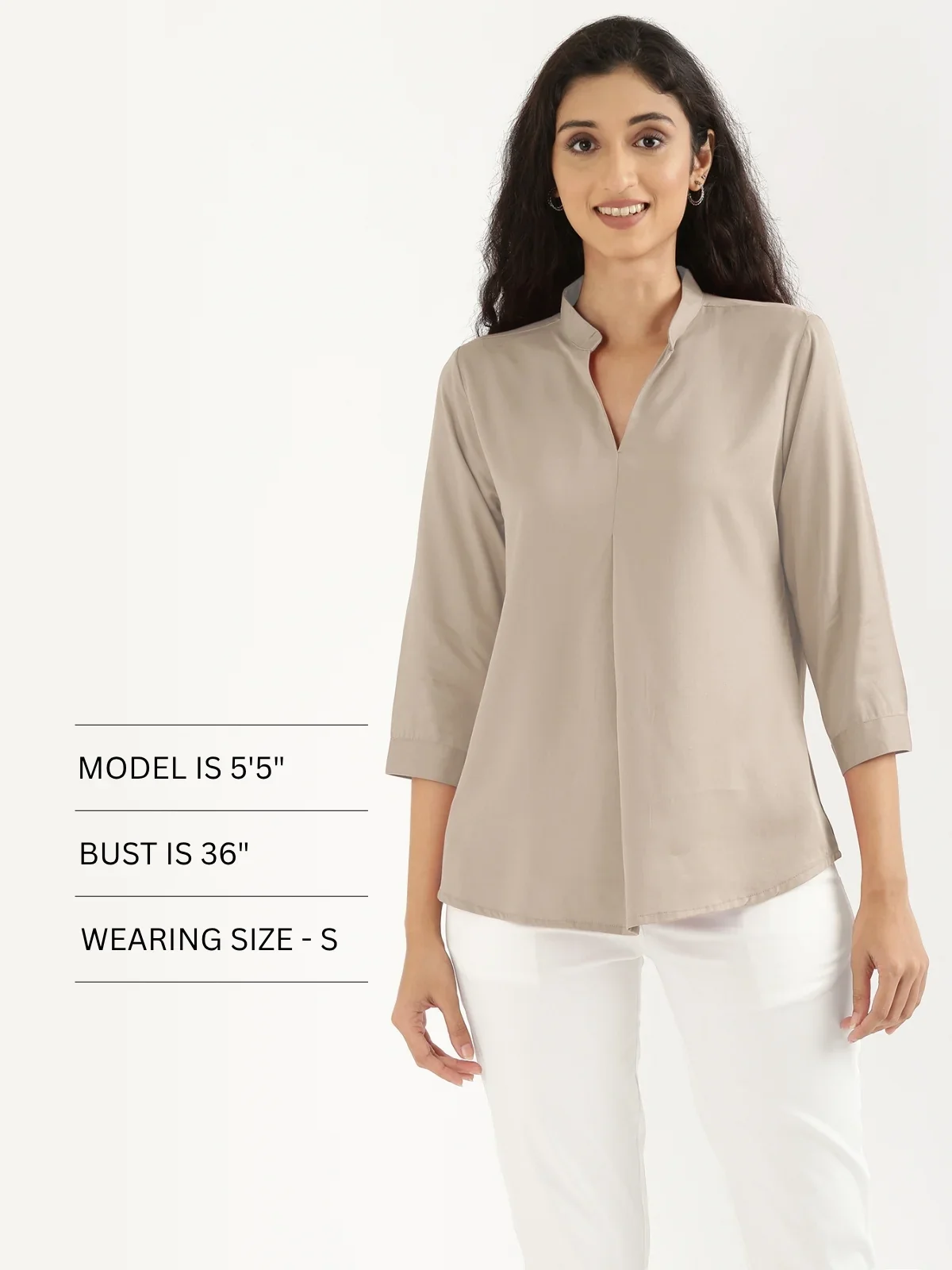 Women Taupe Viscose Pleated Top - Image 12