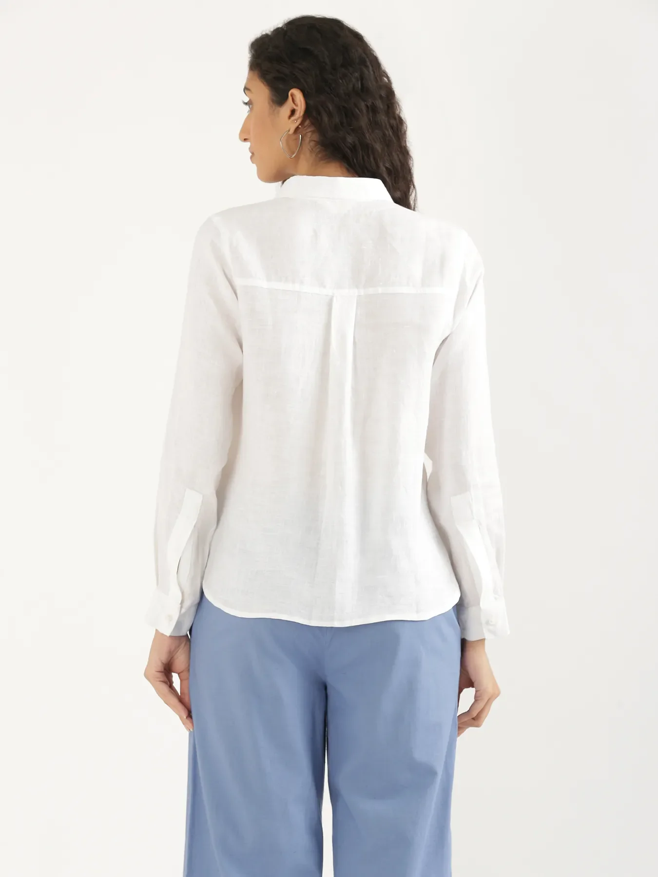 Women White Pure Linen Shirt - Image 10