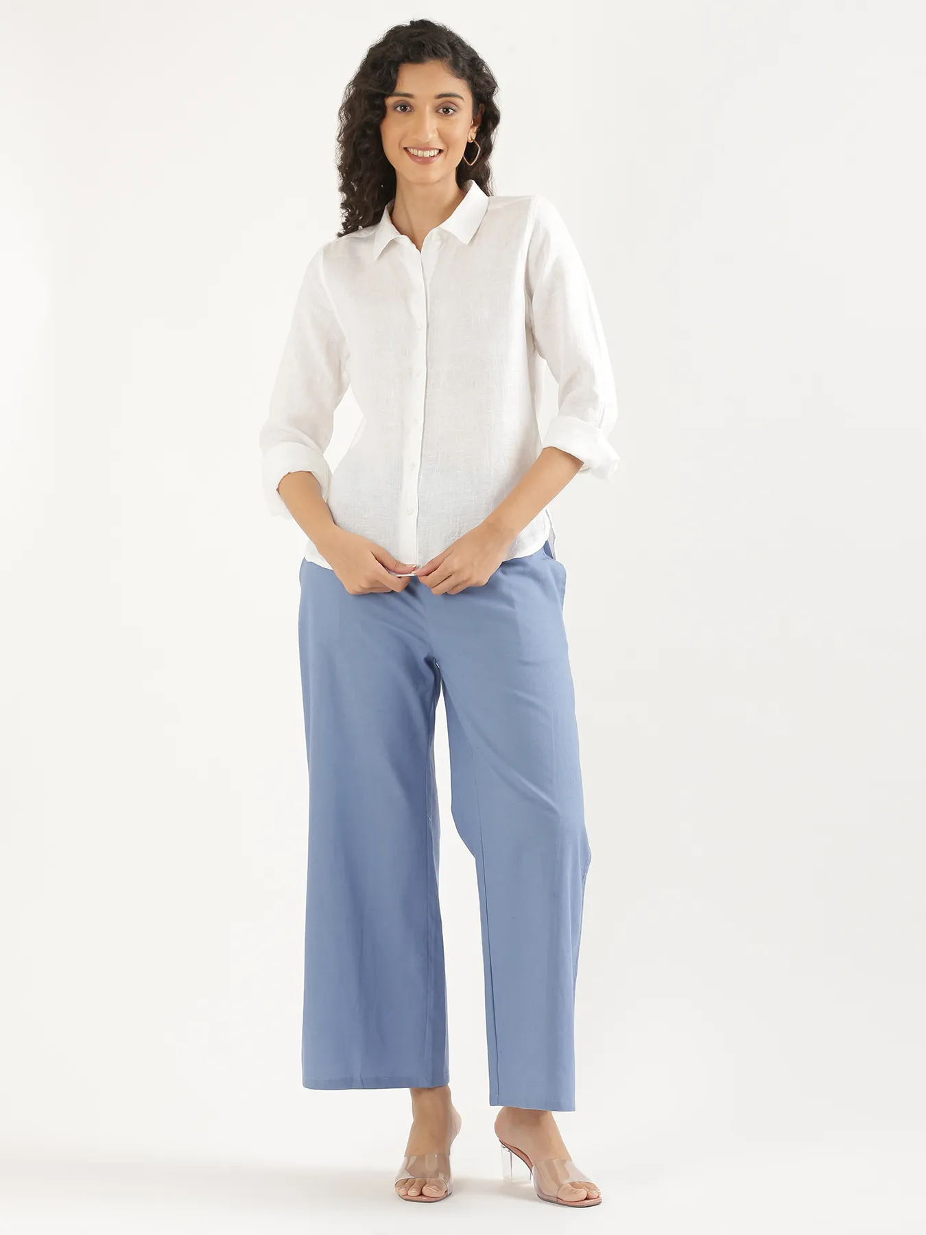 Women White Pure Linen Shirt - Image 14