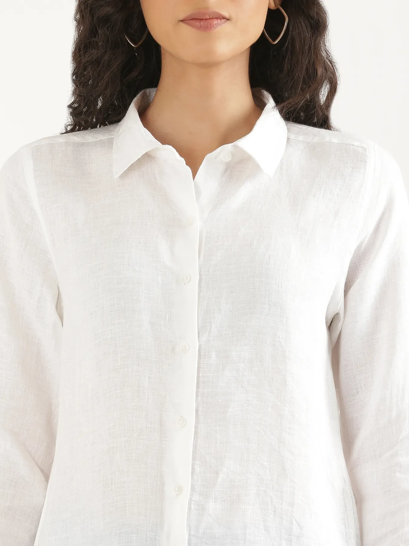 Women White Pure Linen Shirt - Image 4