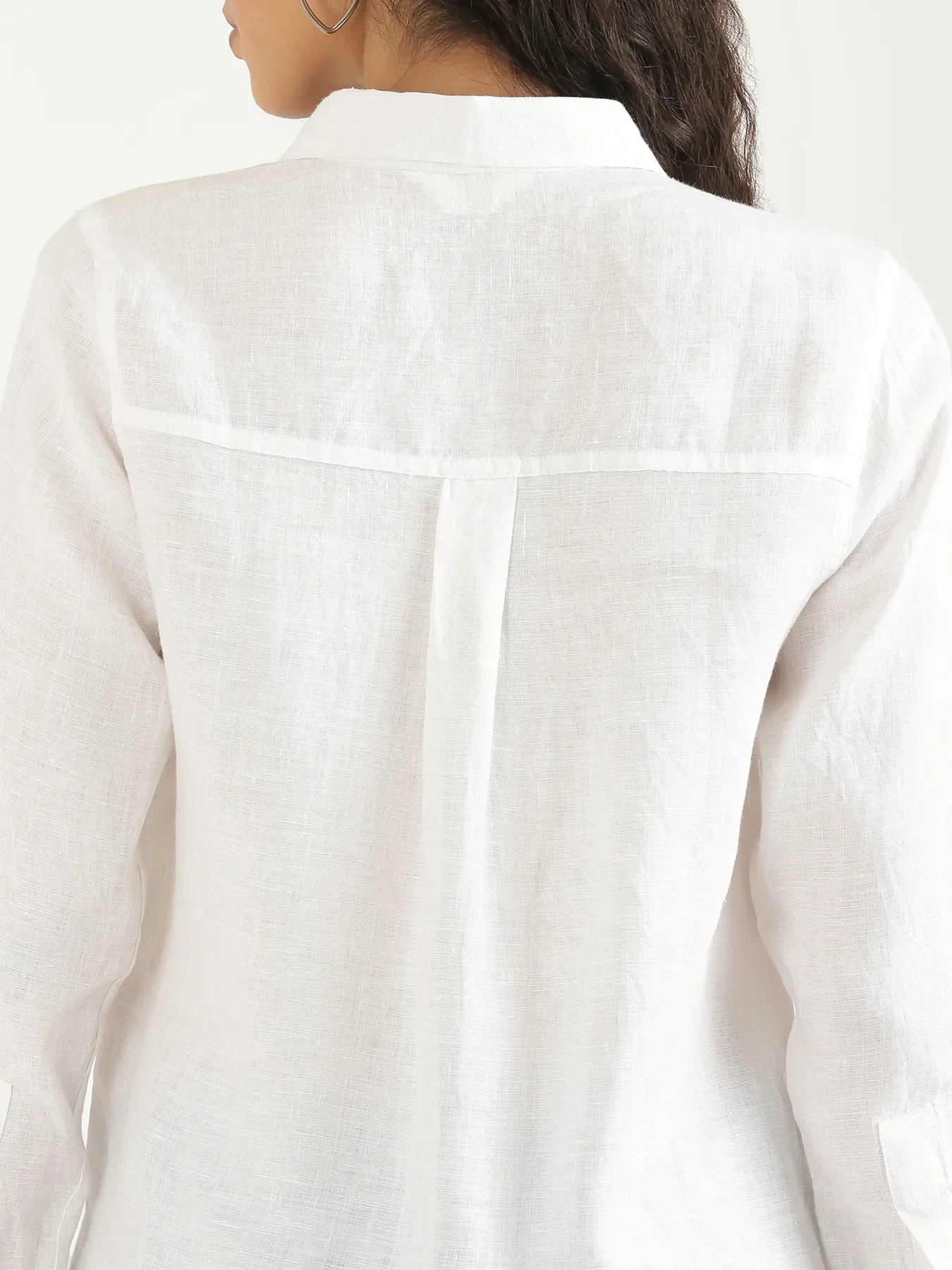Women White Pure Linen Shirt - Image 8