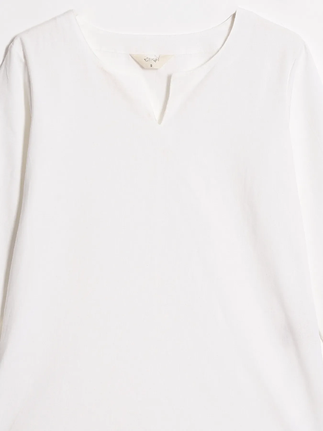 Women White Airy Linen Split Neck Short Kurta - Image 14