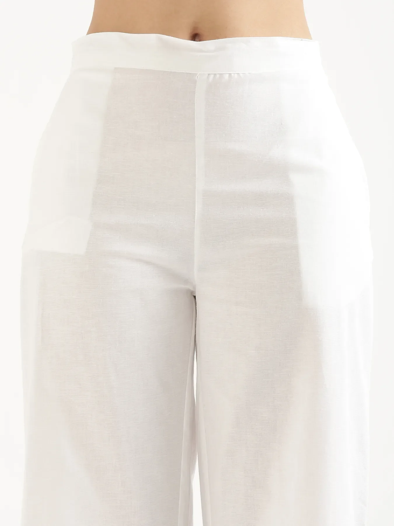 Women White Airy Linen Wide Leg Pant - Image 10