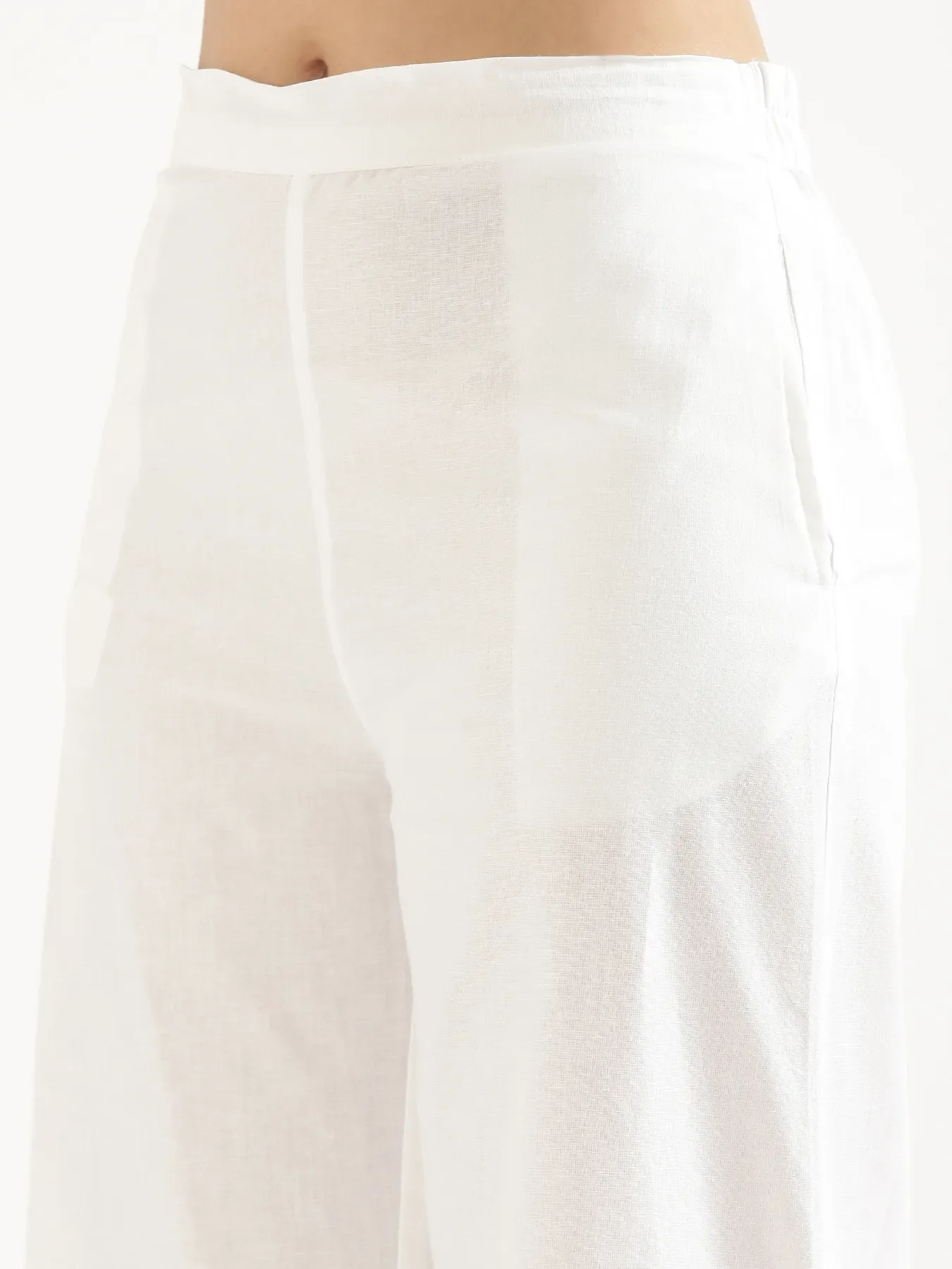 Women White Airy Linen Wide Leg Pant - Image 11