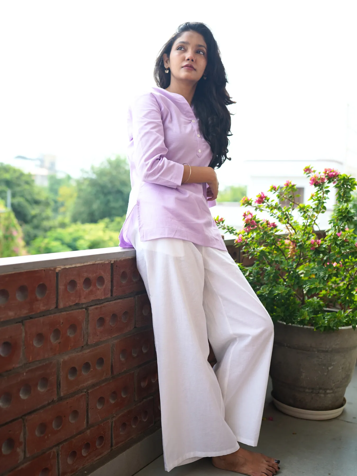 Women White Airy Linen Wide Leg Pant - Image 5