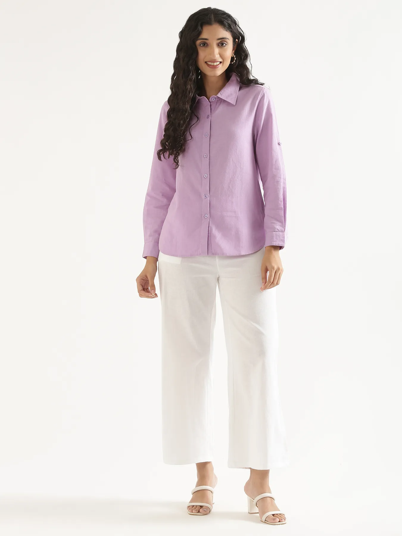 Women White Airy Linen Wide Leg Pant - Image 8