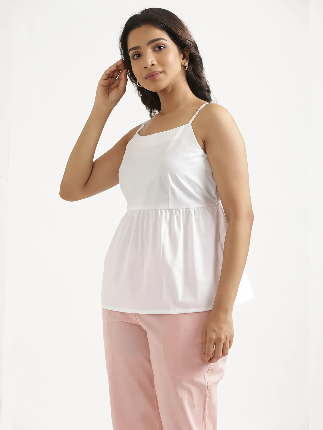 Women White Better Cotton Peplum Top - Image 11