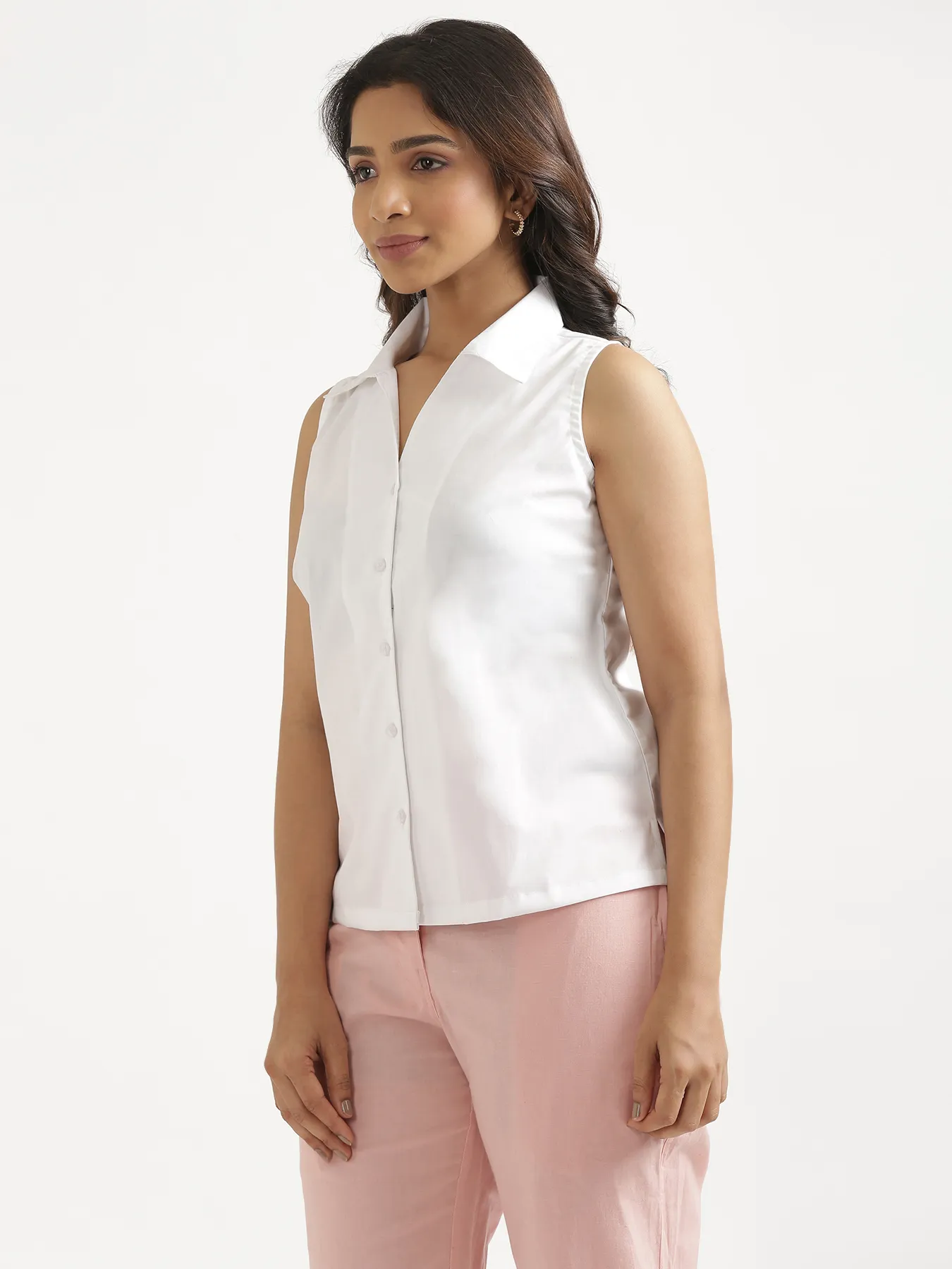 Women White Better Cotton Sleeveless Shirt - Image 11