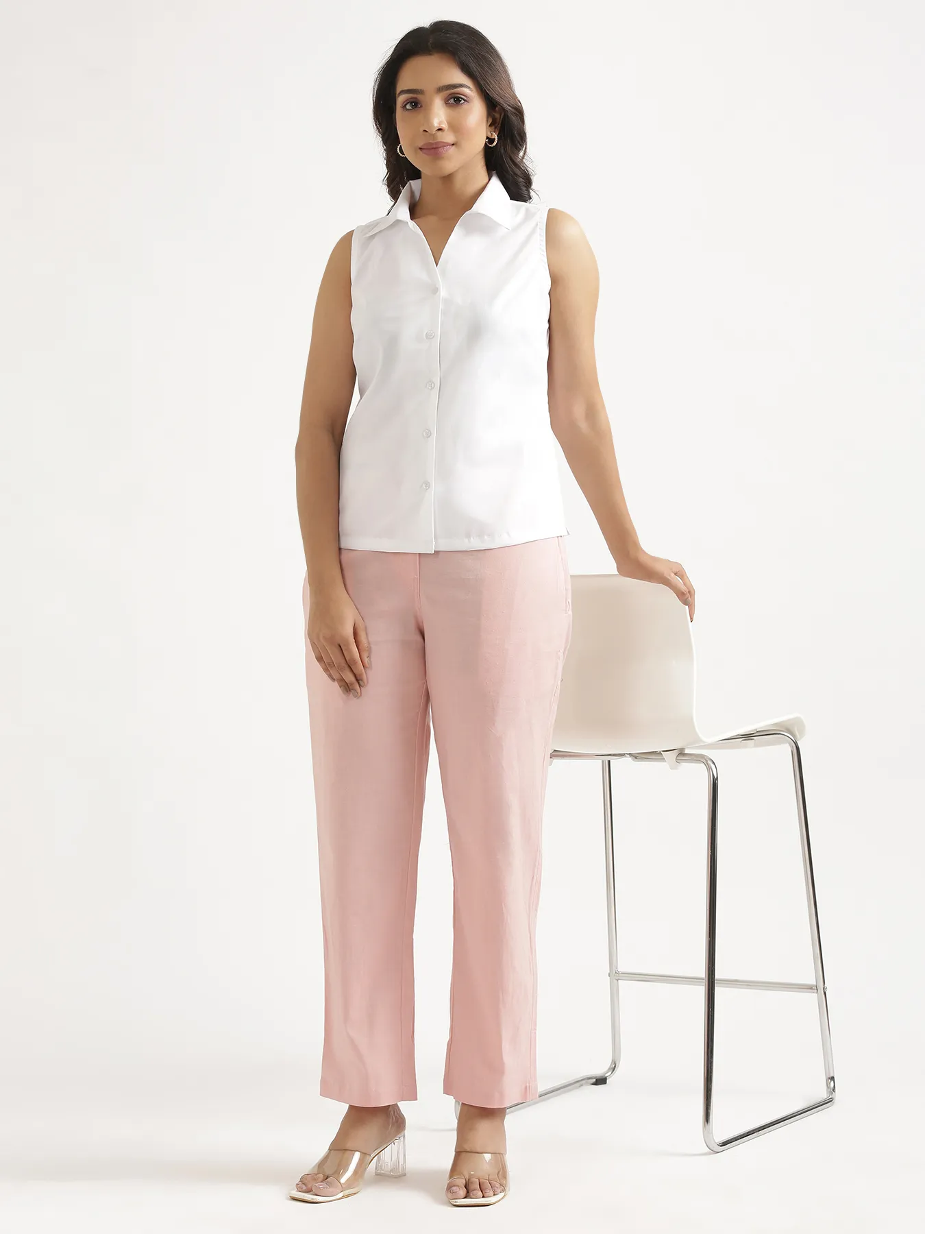 Women White Better Cotton Sleeveless Shirt - Image 13