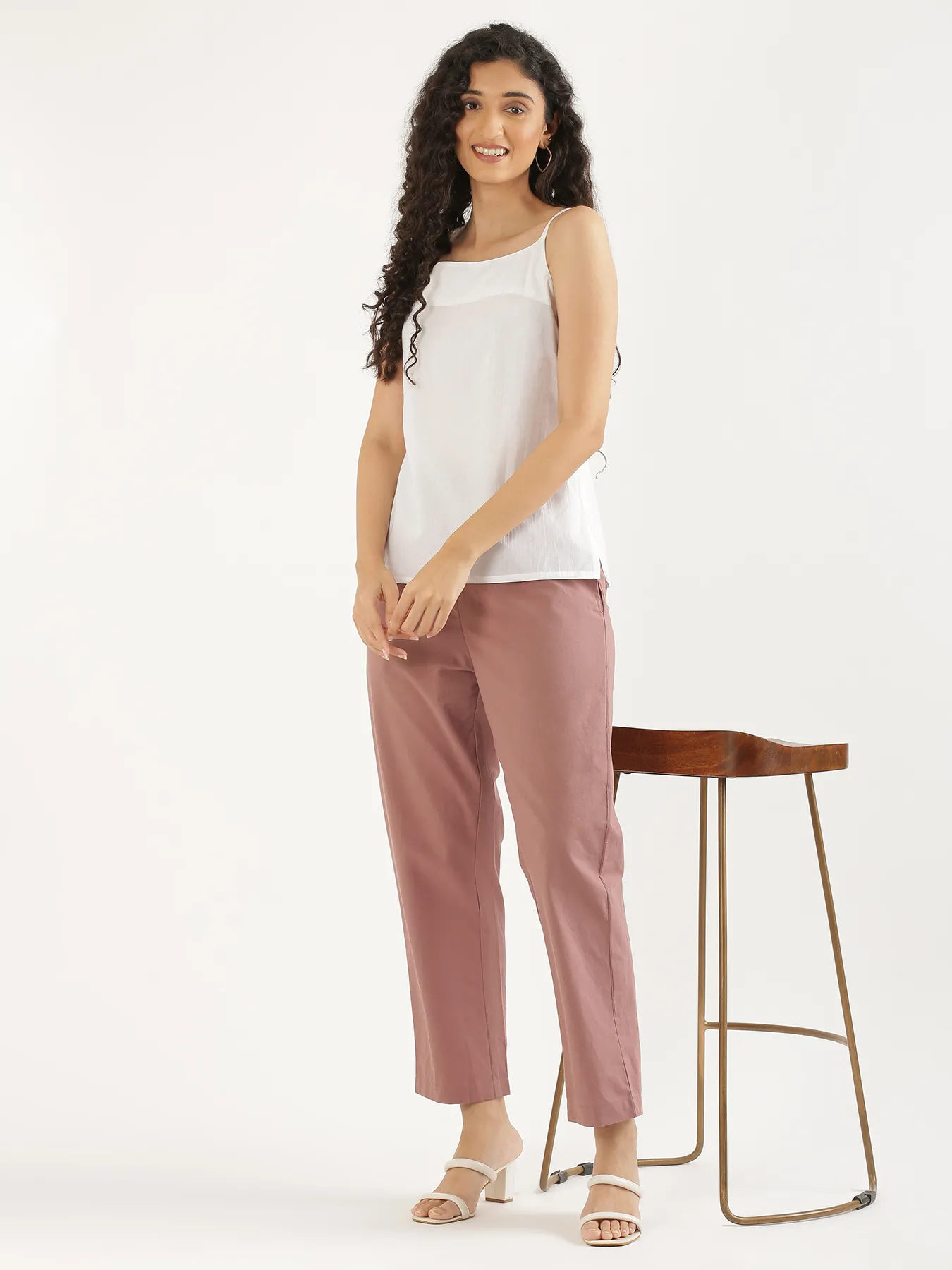 Women White Cotton Camisole Top - Image 9