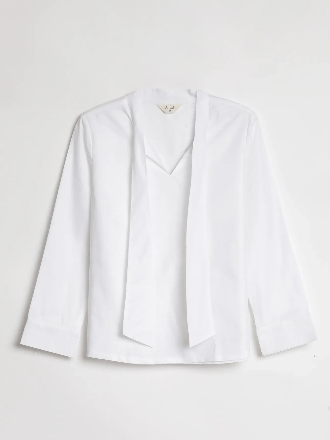 Women White Linen Blend Knot Blouse - Image 15