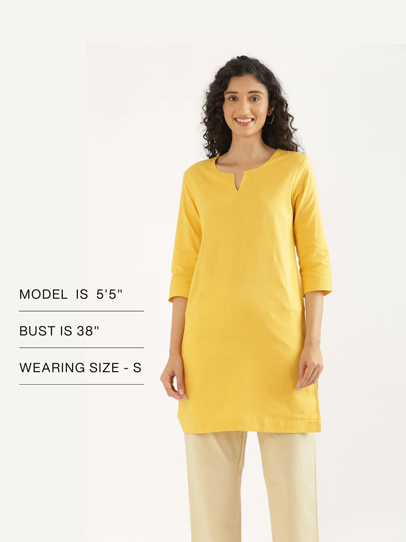 Women Yellow Airy Linen Mid Thigh Length Kurta - Image 14