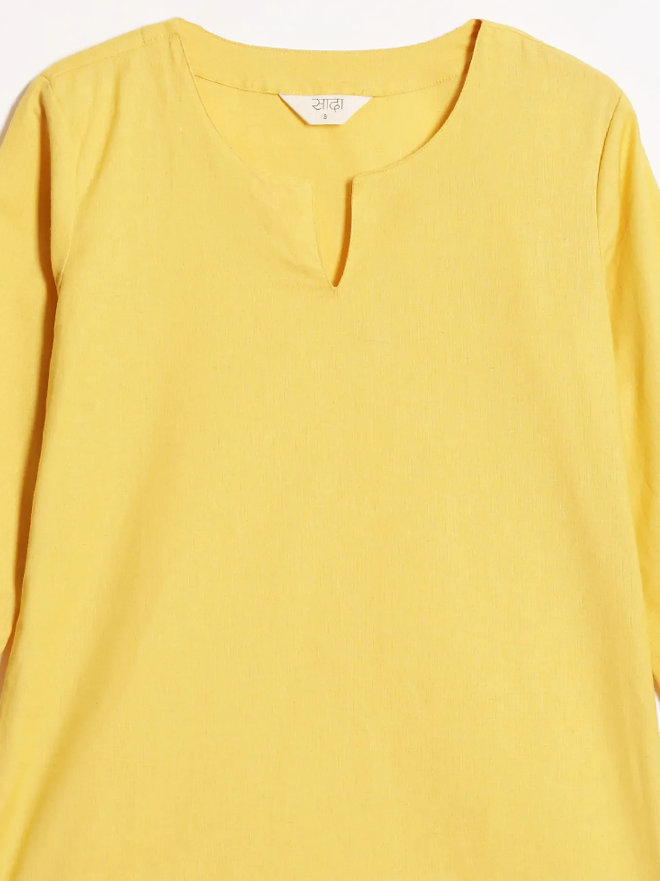 Women Yellow Airy Linen Split Neck Short Kurta - Image 14