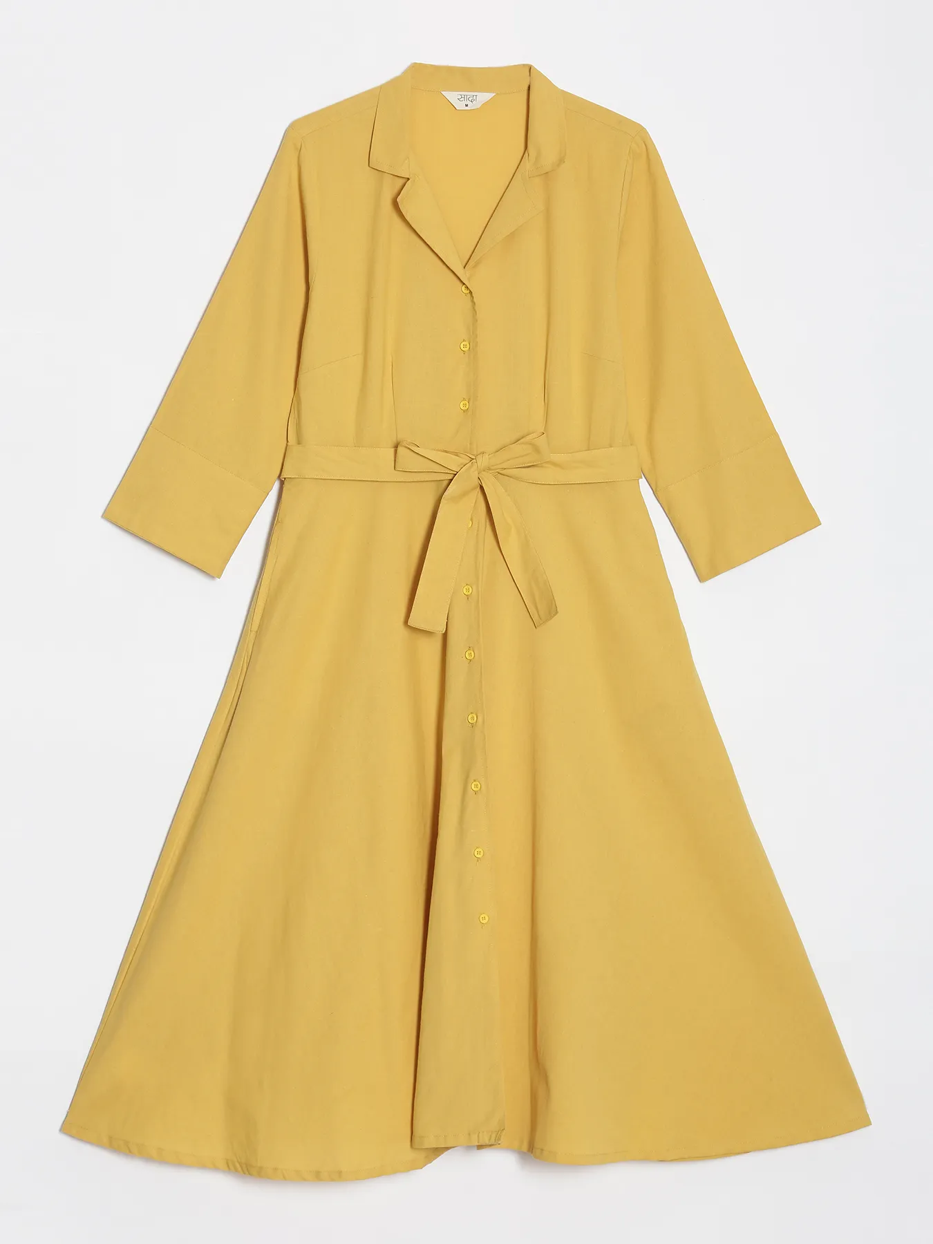 Women Yellow Airy Linen Flared Dress - Image 14