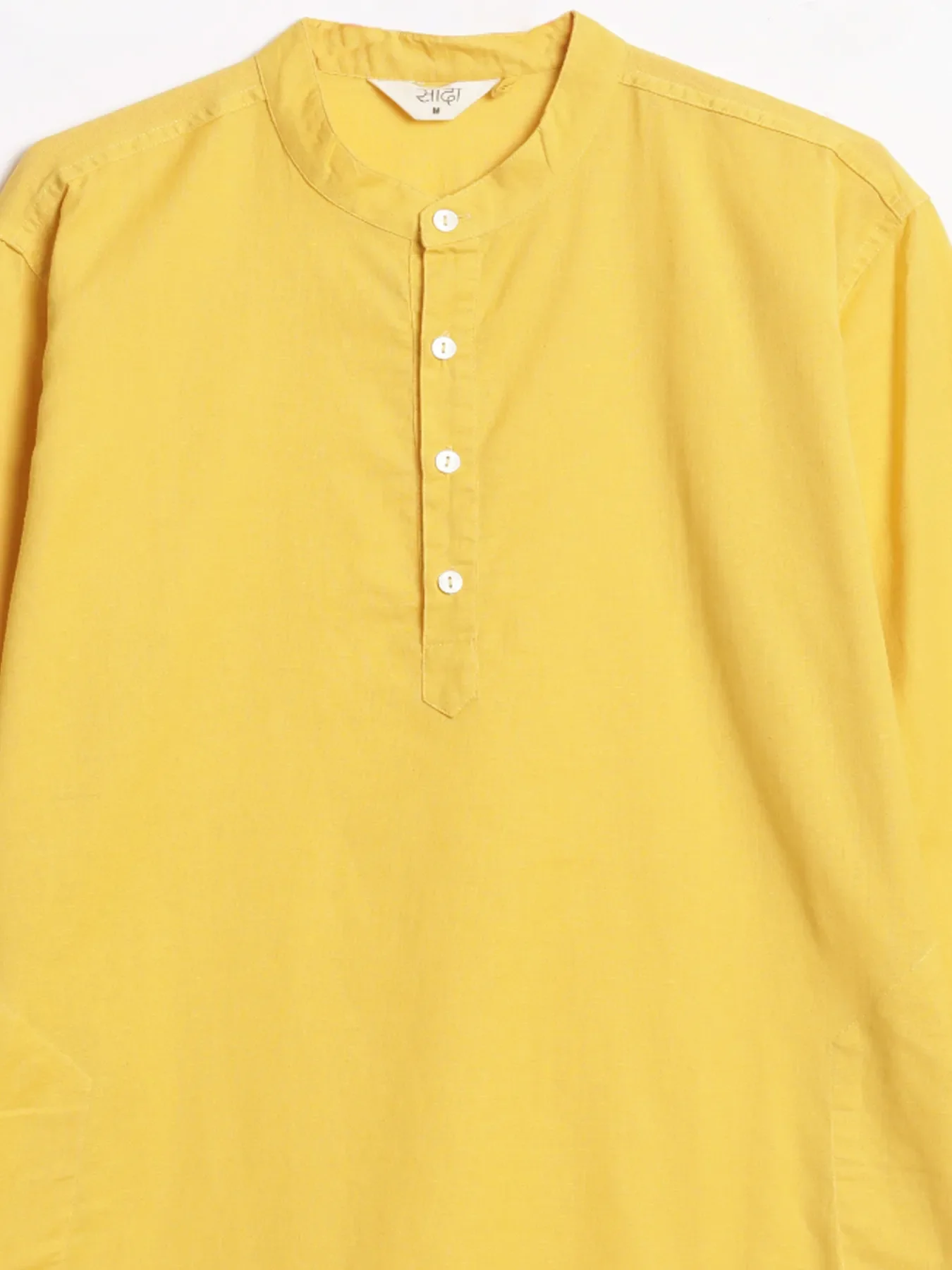 Men Yellow Airy Linen Long Kurta - Image 13