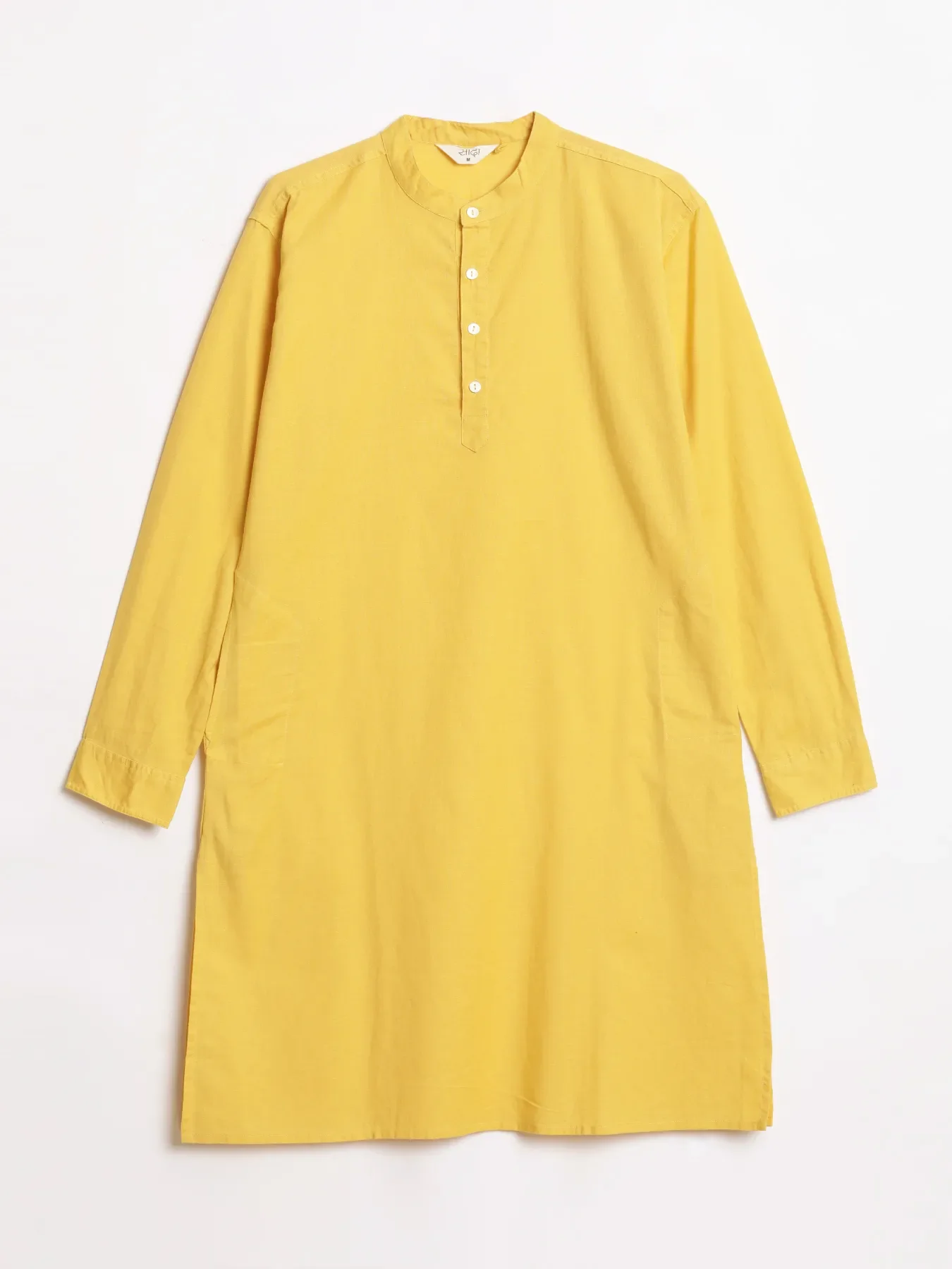 Men Yellow Airy Linen Long Kurta - Image 14