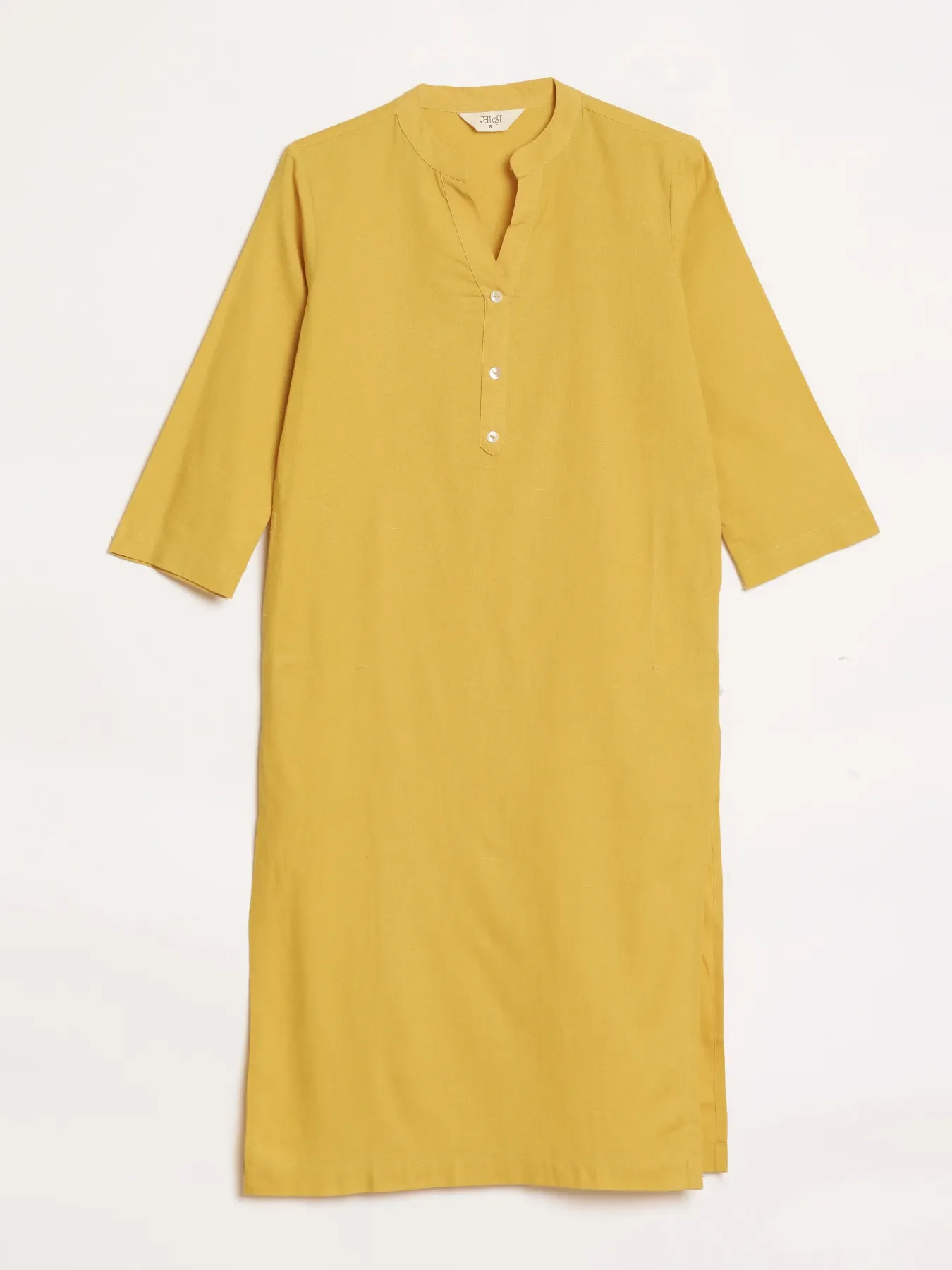Women Yellow Airy Linen Long Kurta - Image 13