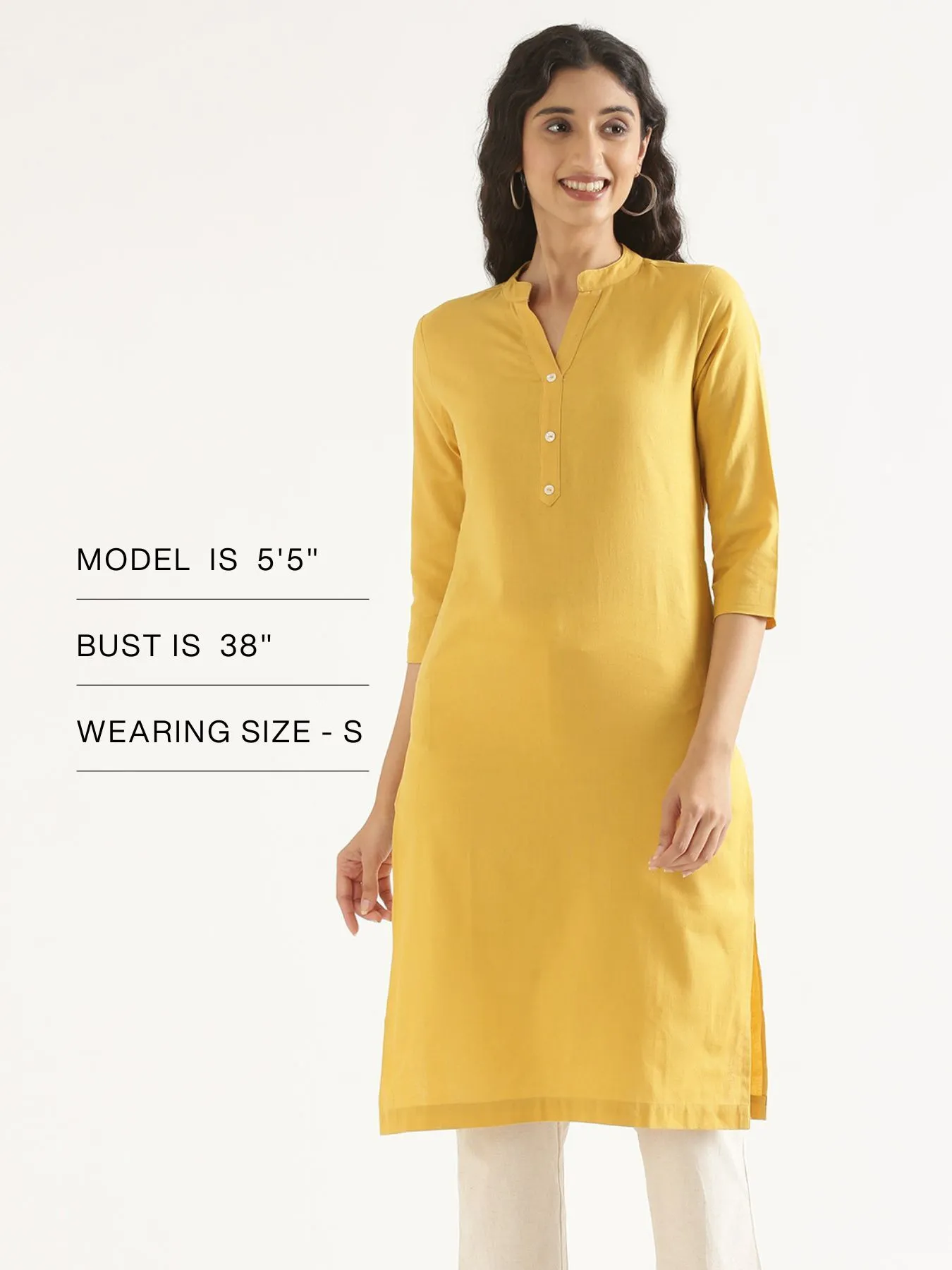 Women Yellow Airy Linen Long Kurta - Image 15