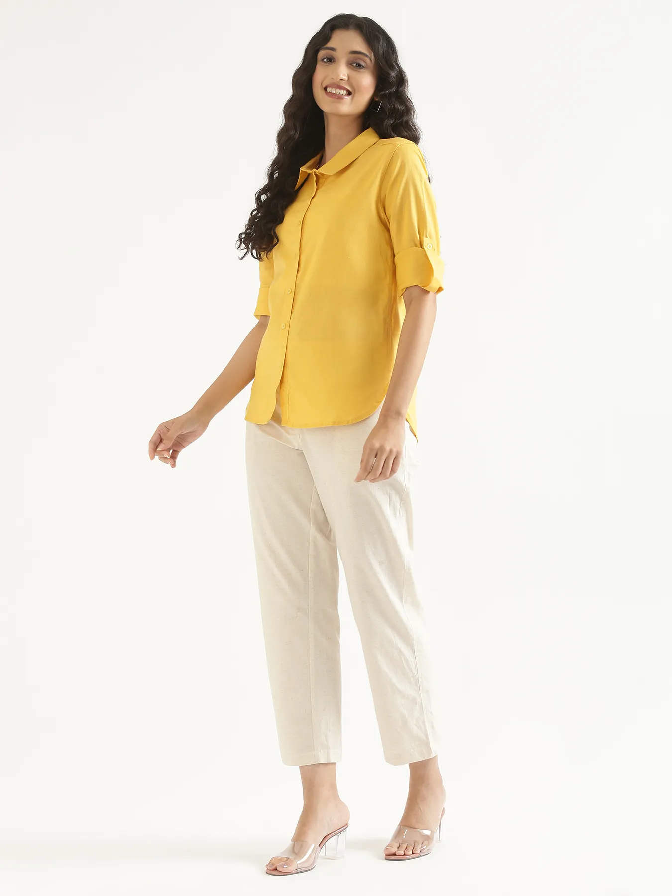 Women Yellow Airy-Linen Shirt - Image 10